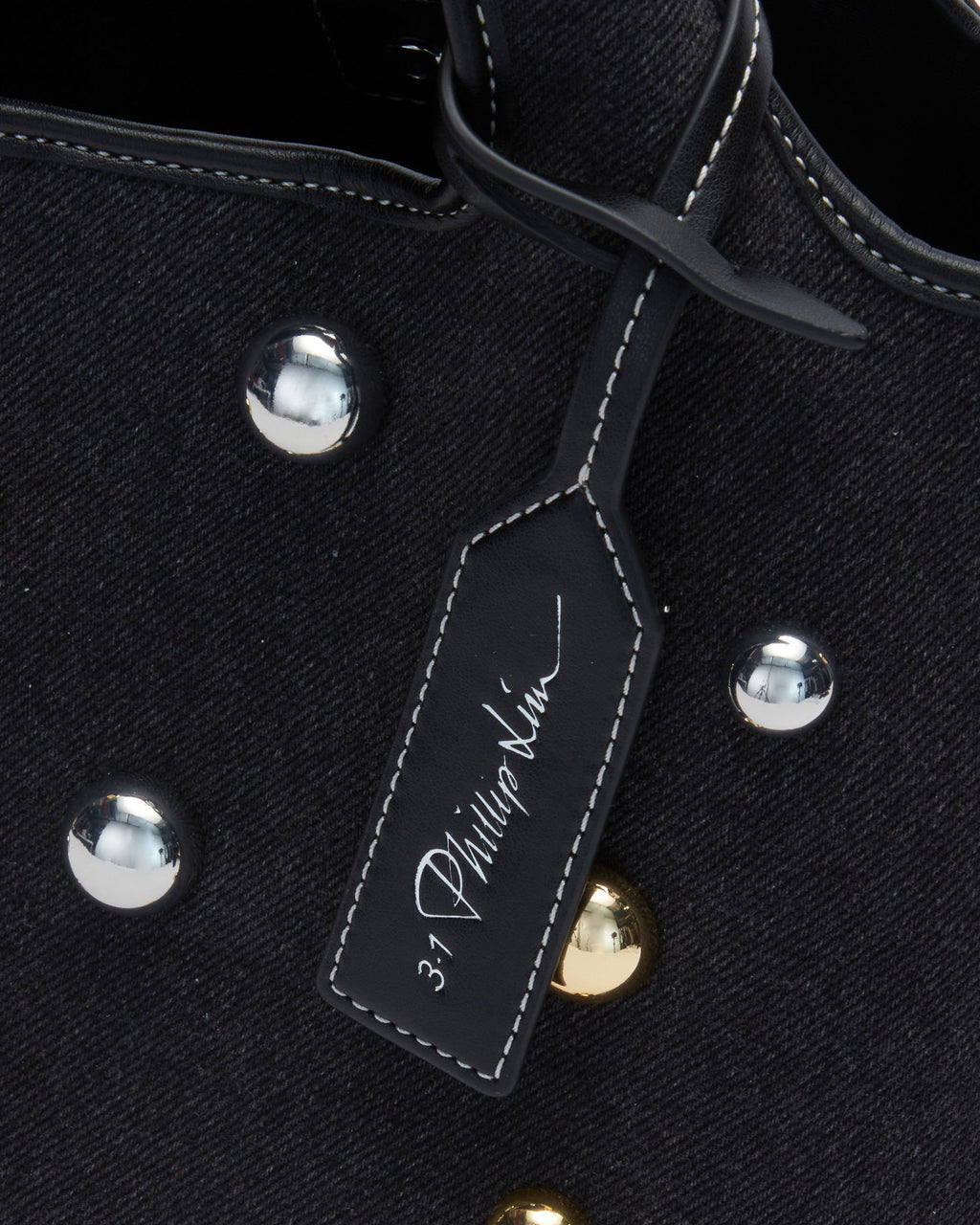 Studded Denim Market Tote