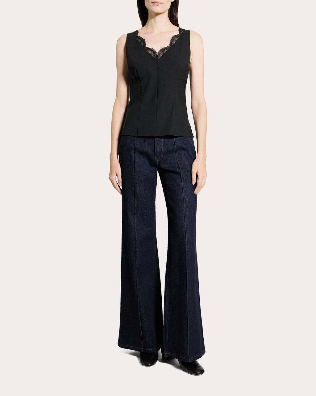 Lace V-Neck Tailored Tank Top