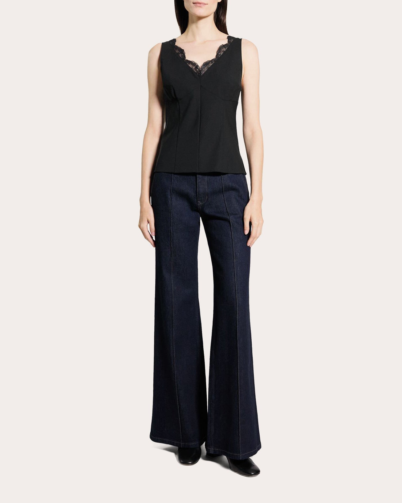 Lace V-Neck Tailored Tank Top