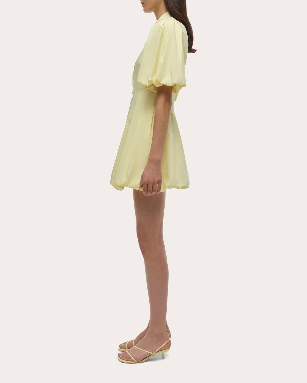 Cleo Poplin Puff-Sleeve Mini Shirt Dress