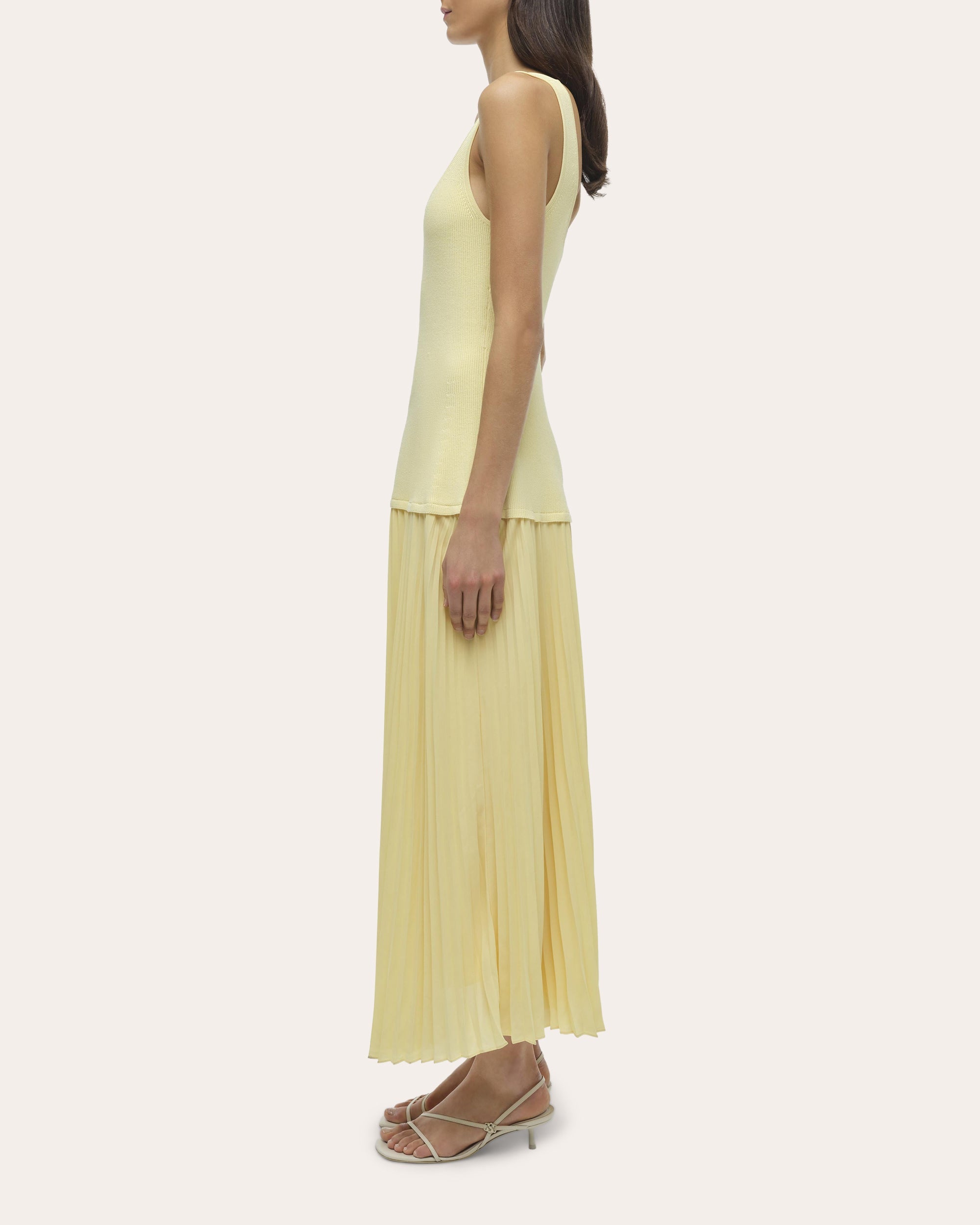 Allana Knit Georgette Combo Midi Dress