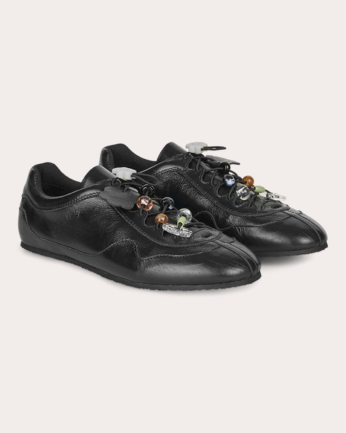 Blaise Beaded Floral Leather Sneaker
