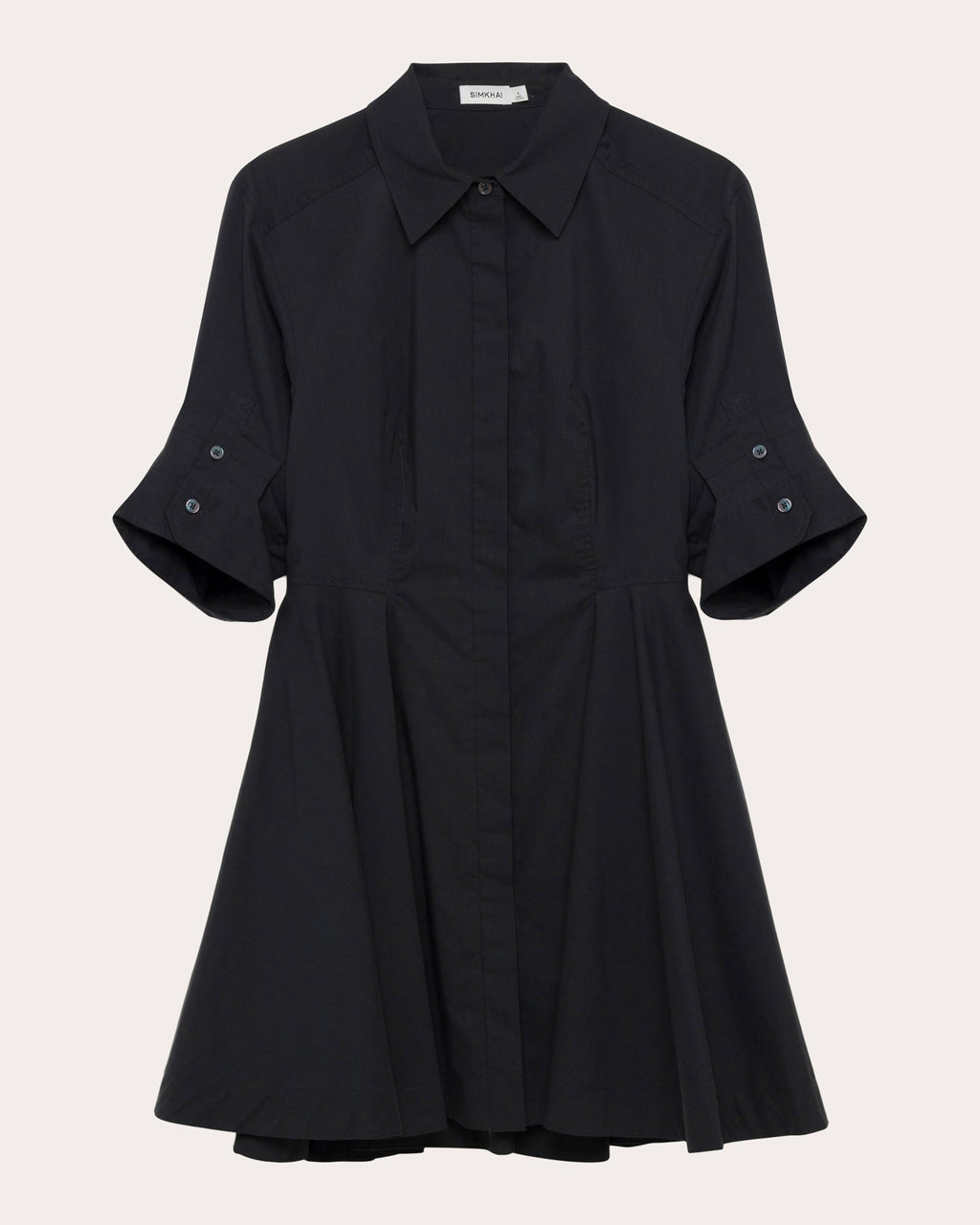 Jazzie Pleated Poplin Mini Shirt Dress