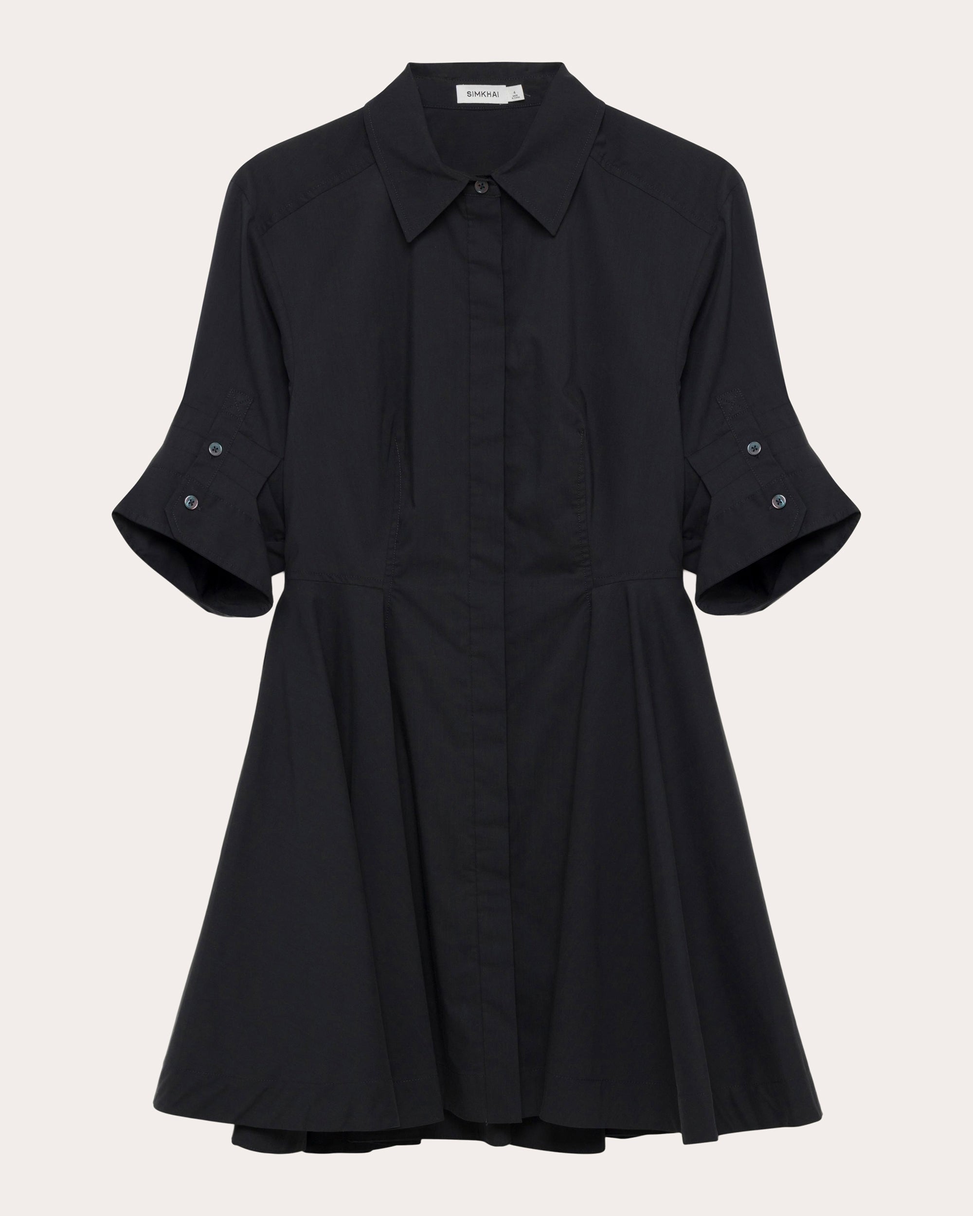 Jazzie Pleated Poplin Mini Shirt Dress