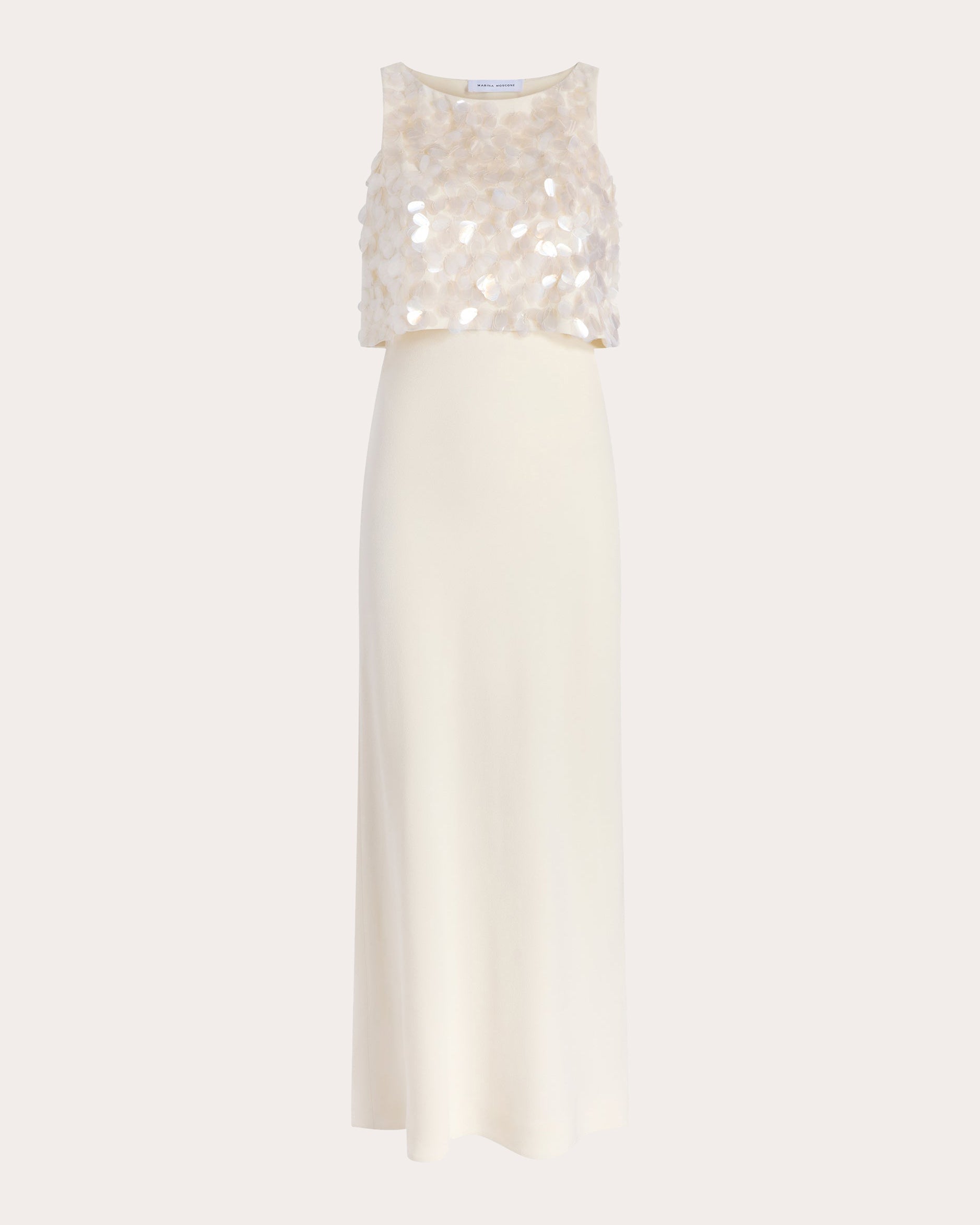 Sequin Paillette Crepe Bias Column Dress