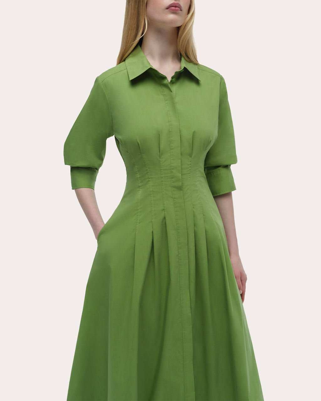 Jazz Poplin Pintuck Midi Dress