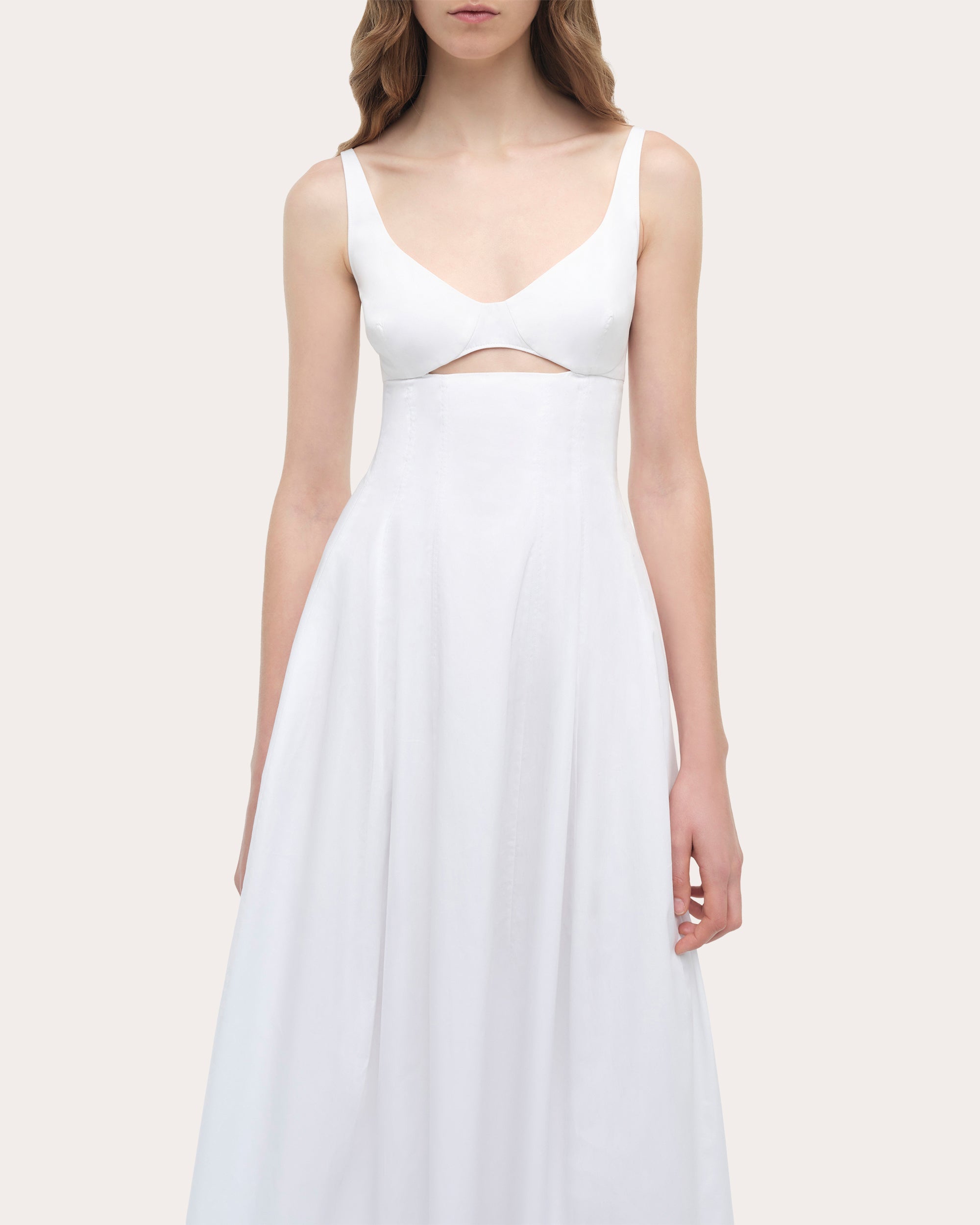 Maddy Poplin Cutout Empire-Waist Midi Dress