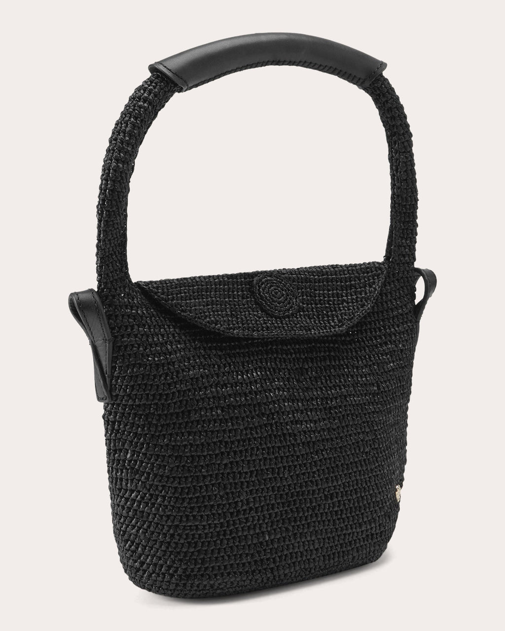 Yala Crocheted Raffia Mini Drawstring Sac Bag