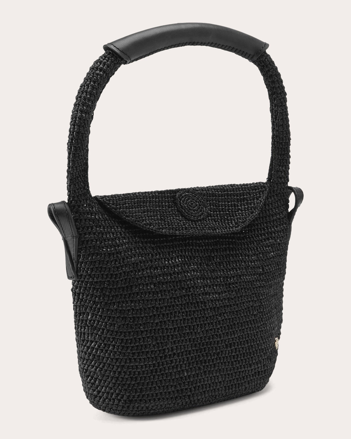 Yala Crocheted Raffia Mini Drawstring Sac Bag
