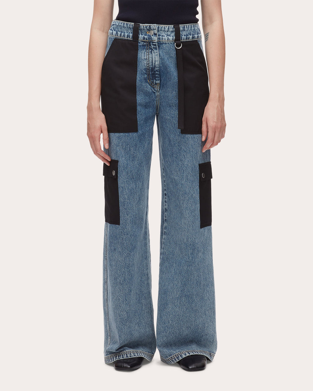 Cargo Combo Wide-Leg Jeans