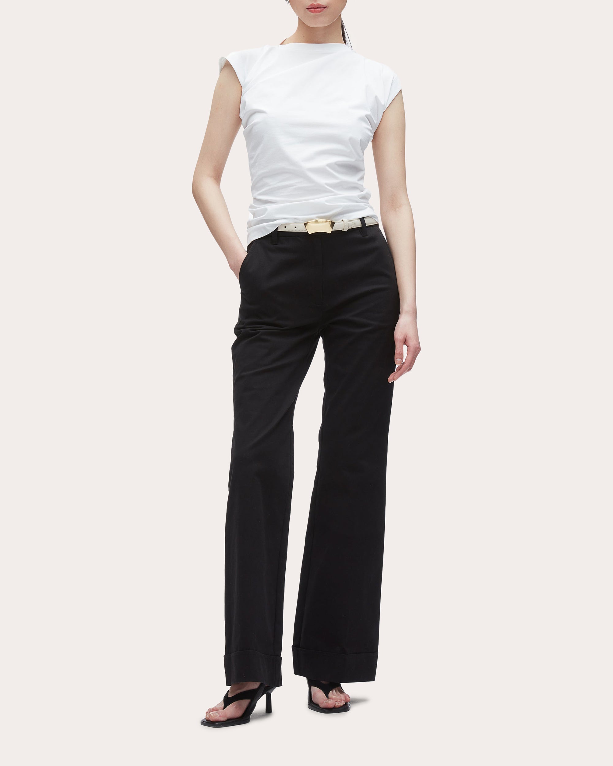 Cotton Jersey Asymmetric Draped T-Shirt