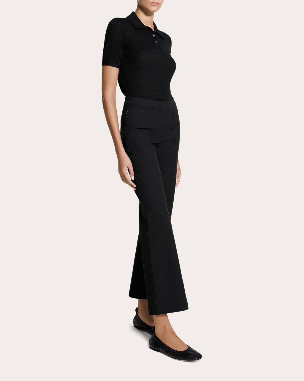 Stretch Cotton Seamed Crop Kick Pants