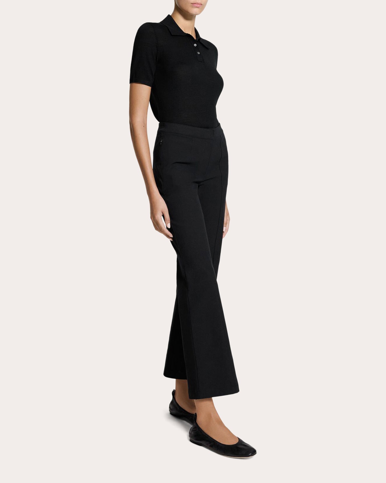 Stretch Cotton Seamed Crop Kick Pants