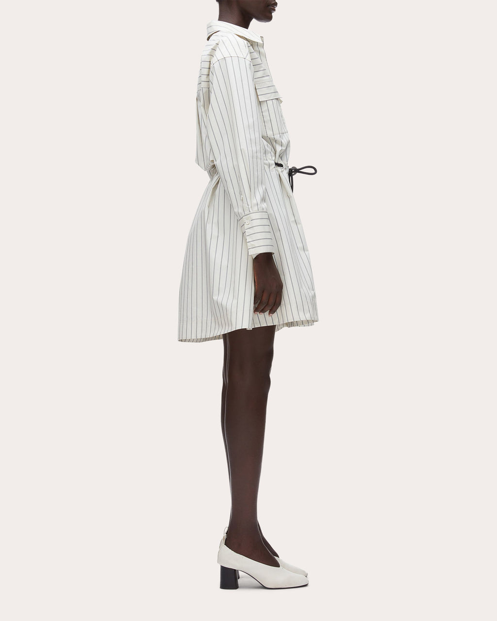 Stripe Poplin Belted Mini Shirt Dress