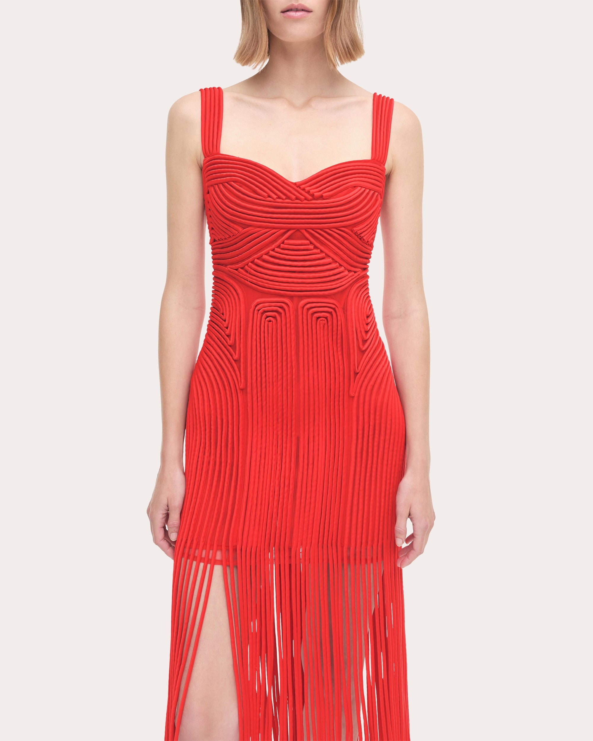Darby Embroidered Fringe Midi Dress
