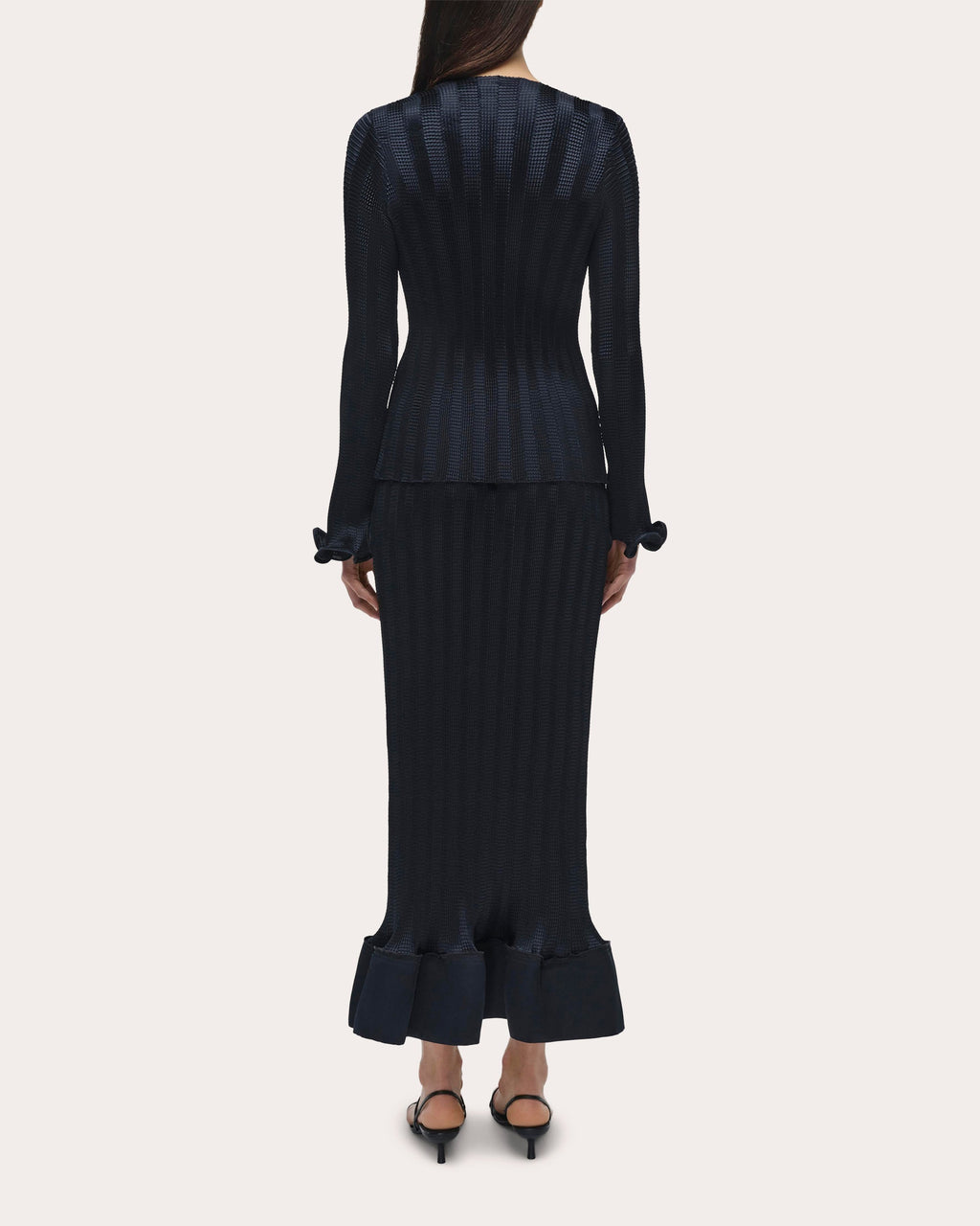 Hollis Tonal Stripe Flared Midi Skirt