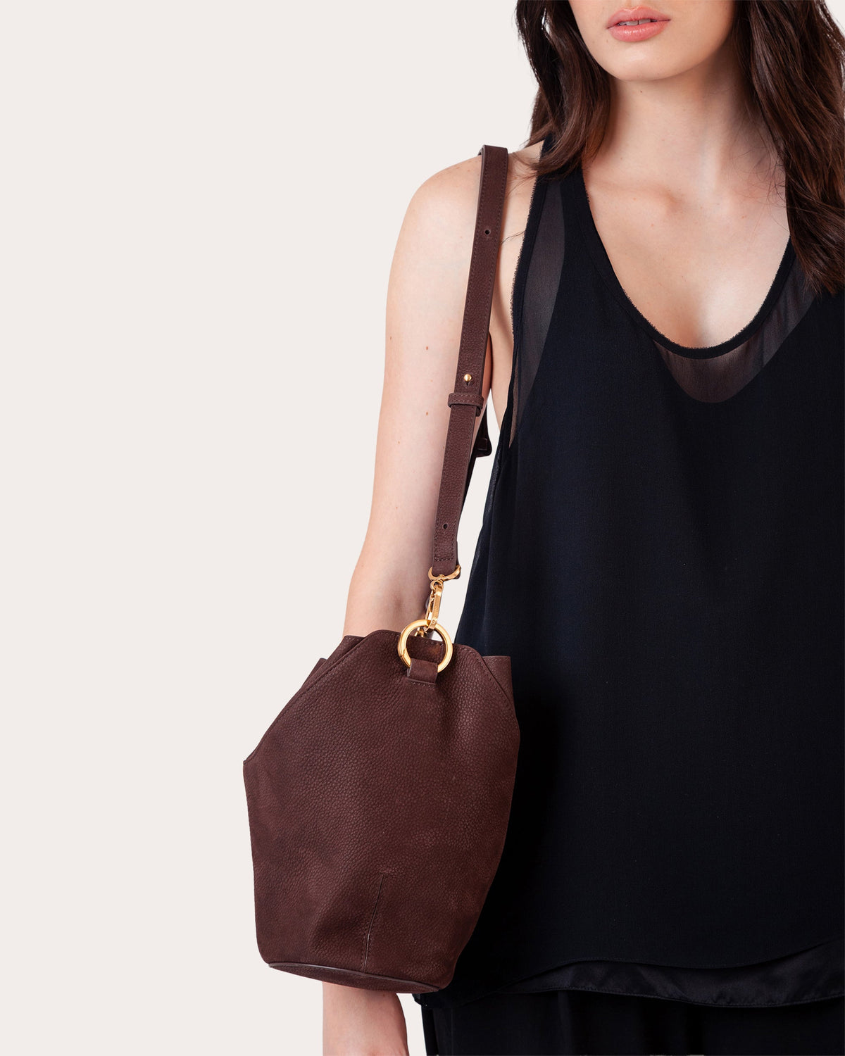 9PM Suede Maxi Bucket Bag