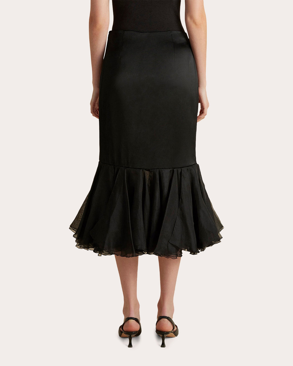 Cady Organza Flounced Pencil Skirt