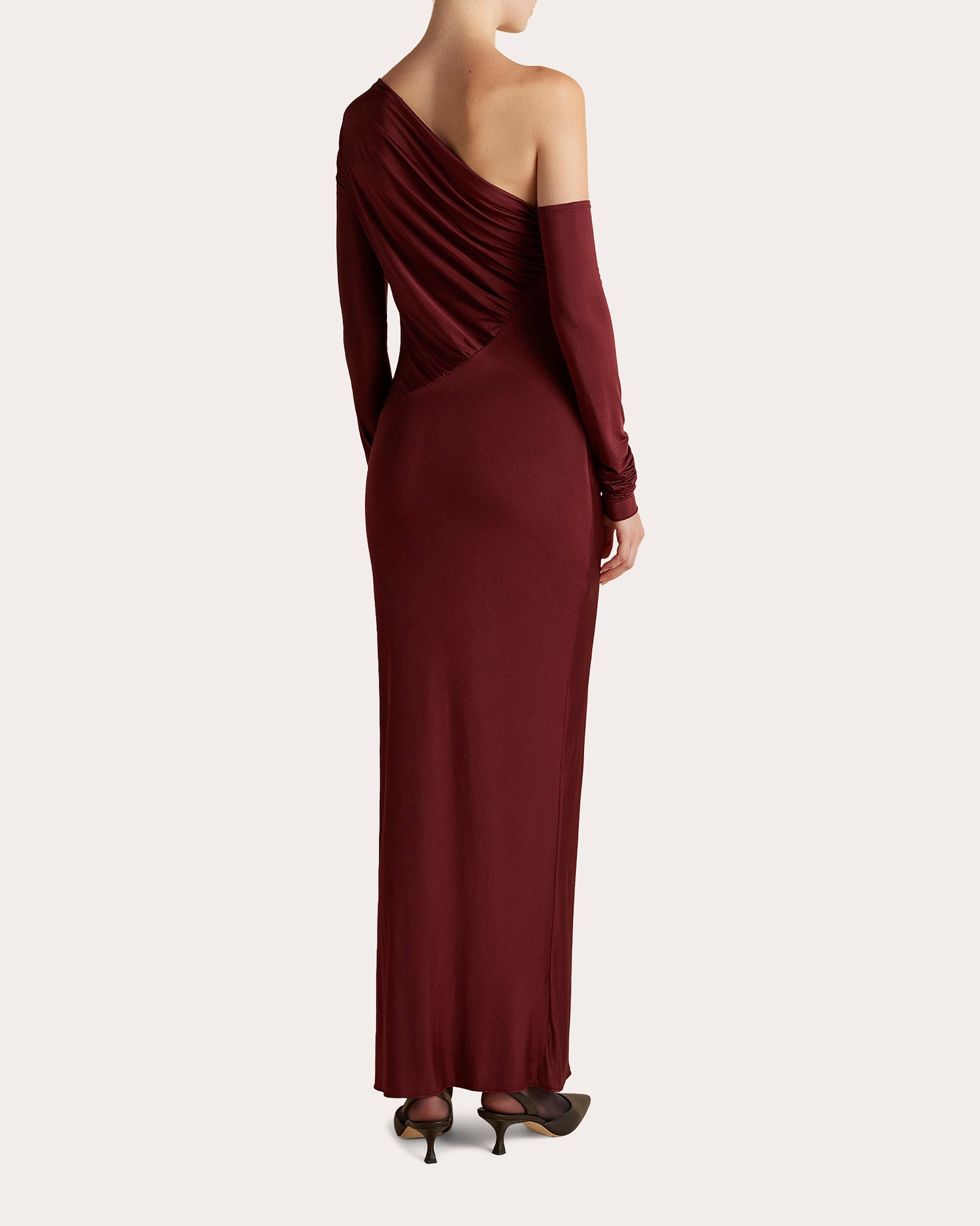 Jersey Draped Asymmetric Maxi Dress