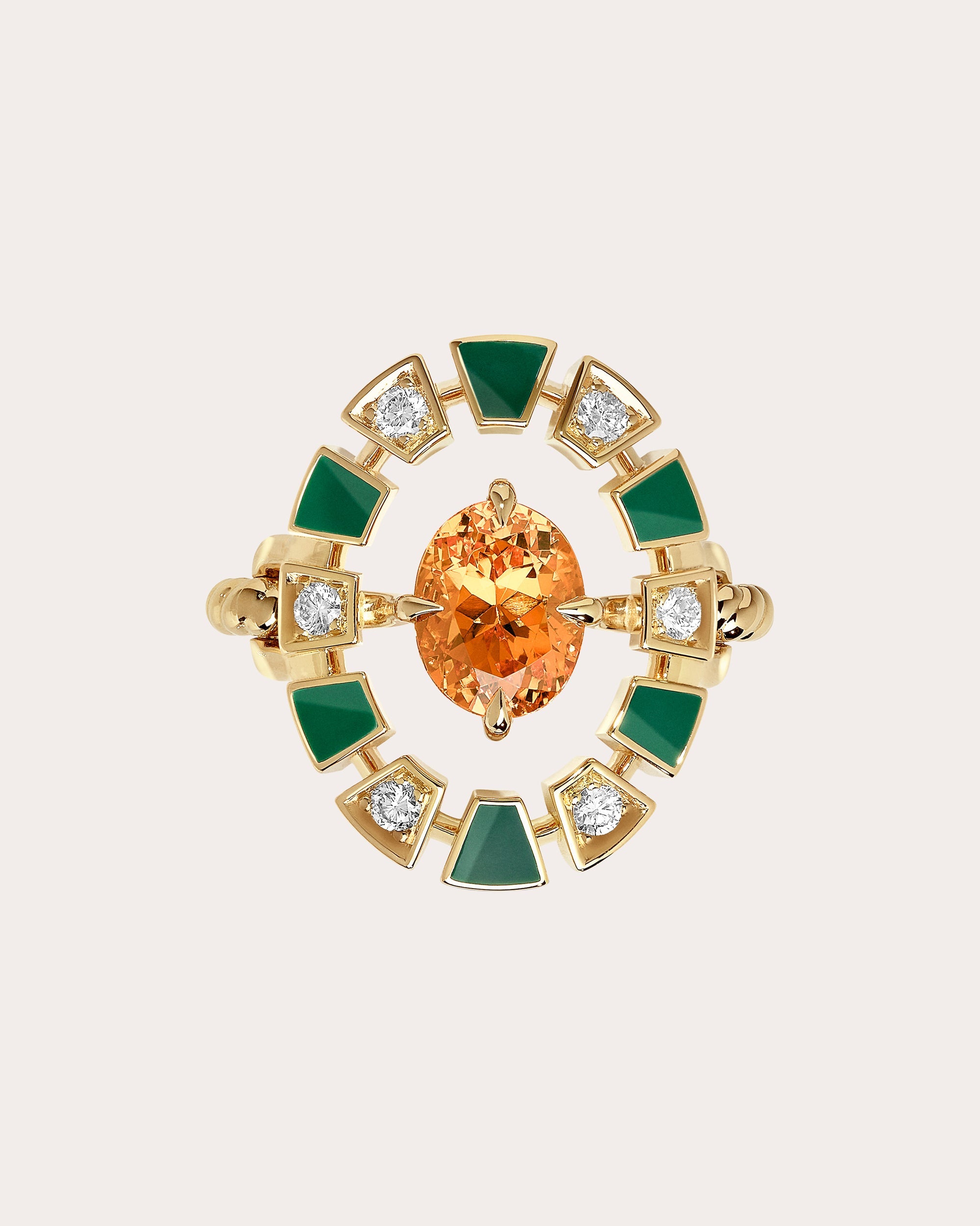 Mandarin Garnet & Diamond Frame Halo Ring