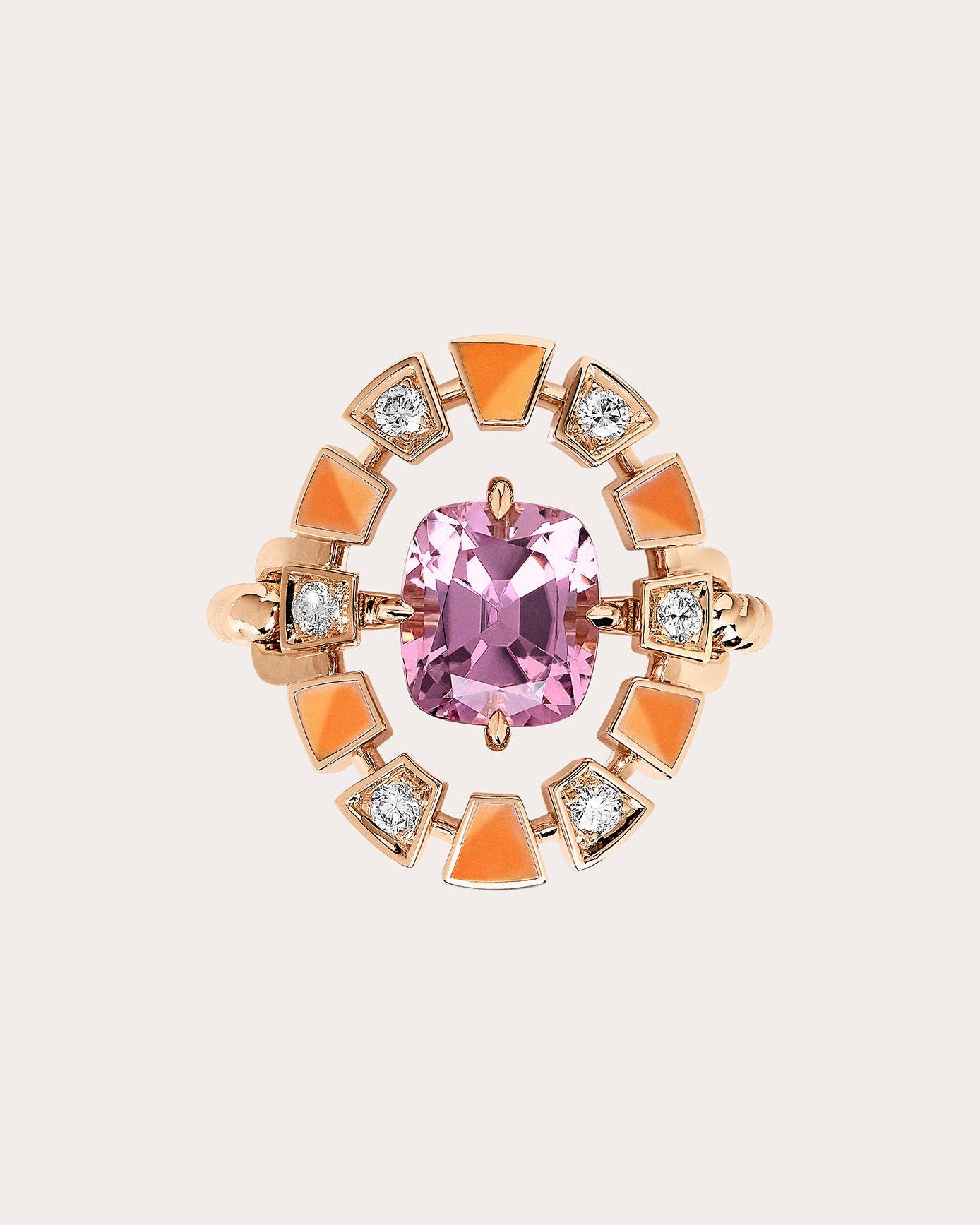 Pink Tourmaline & Diamond Frame Halo Ring
