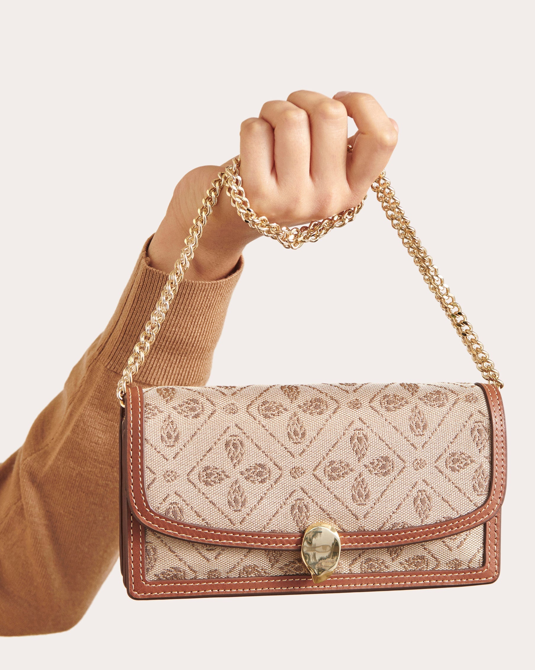 Adelie Leather-Trimmed Woven Jacquard Clutch Wallet
