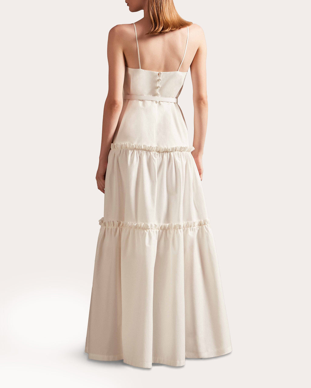 Belted Tiered Stretch-Cotton Maxi Dress