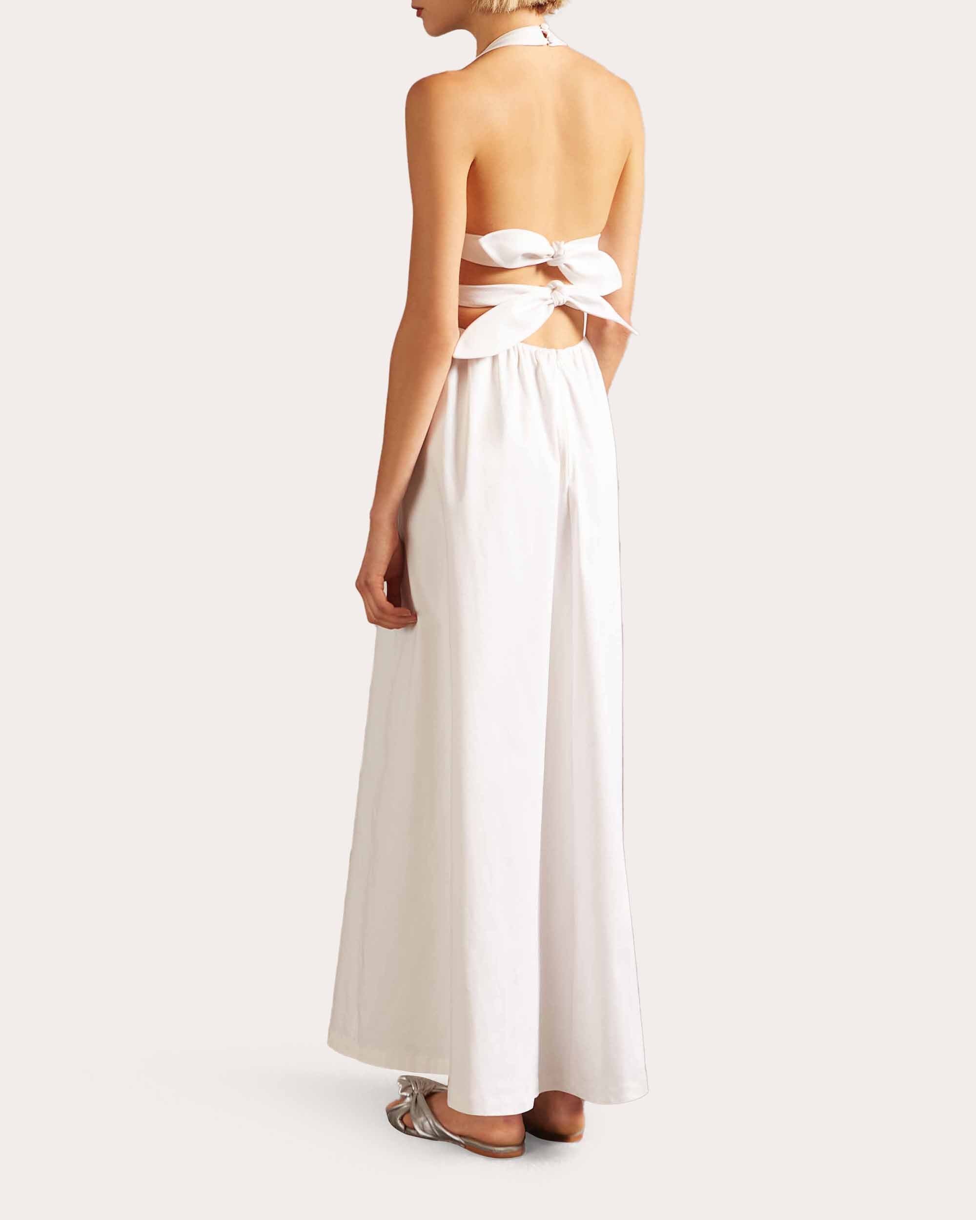 Tie-Back Stretch-Cotton Halterneck Maxi Dress