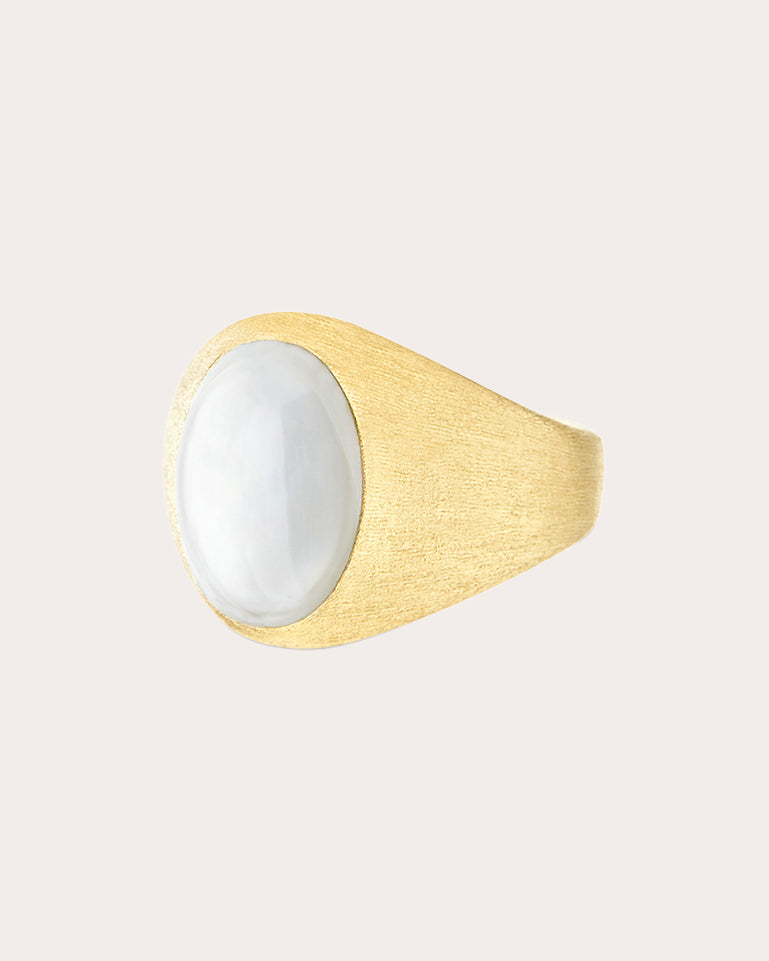 Mother of Pearl & 18k Gold Small Dolce Vita Ring