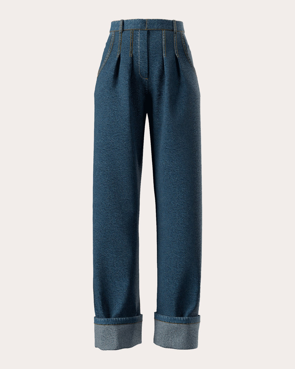 Nevy Pleated High-Rise Jeans