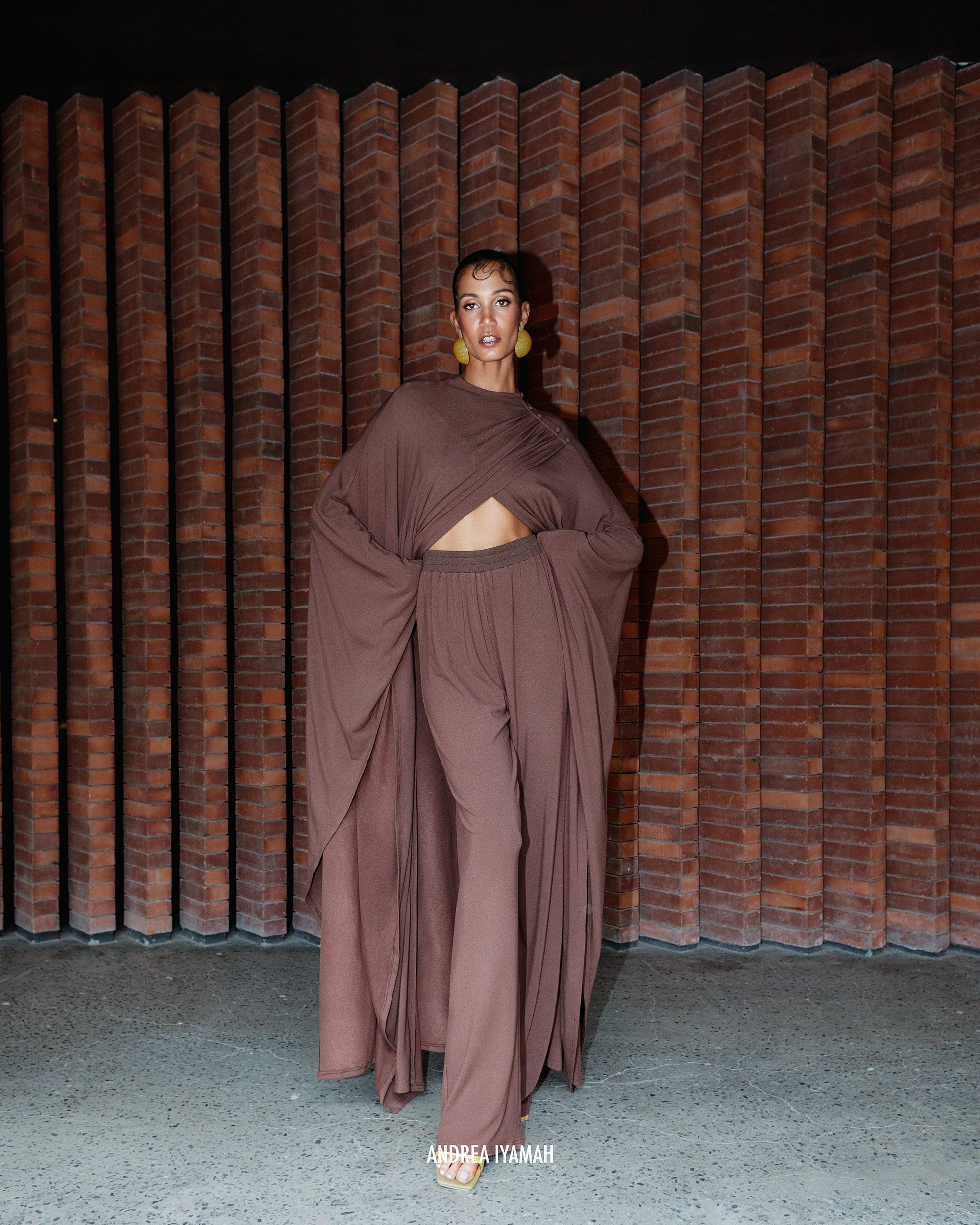 Ovu Knit Jersey Draped Cape