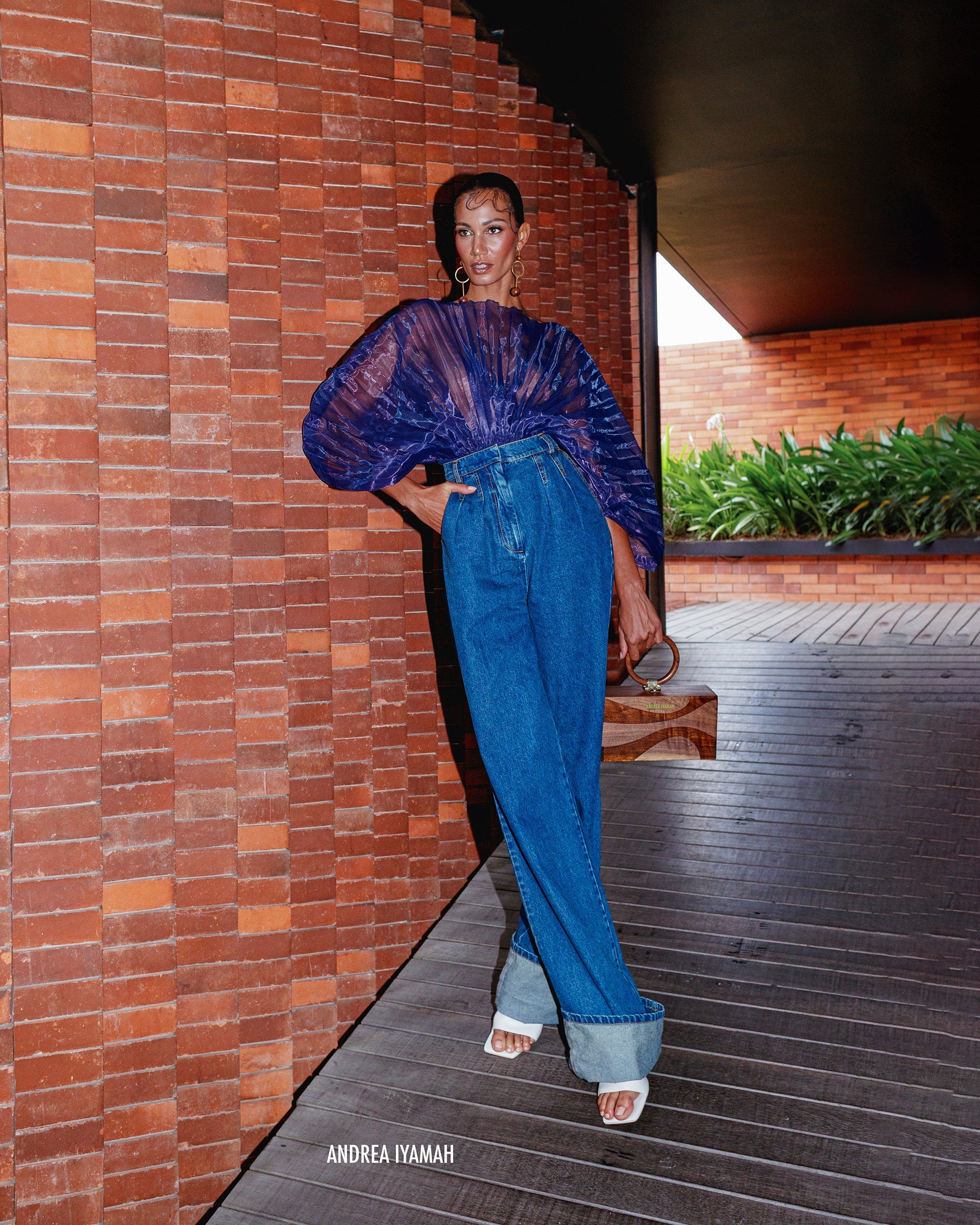 Nevy Pleated High-Rise Jeans