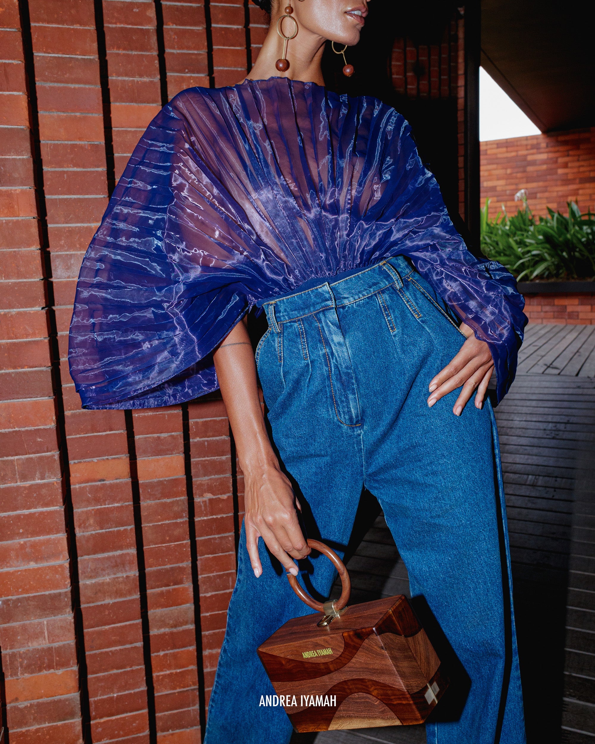 Nevy Pleated High-Rise Jeans