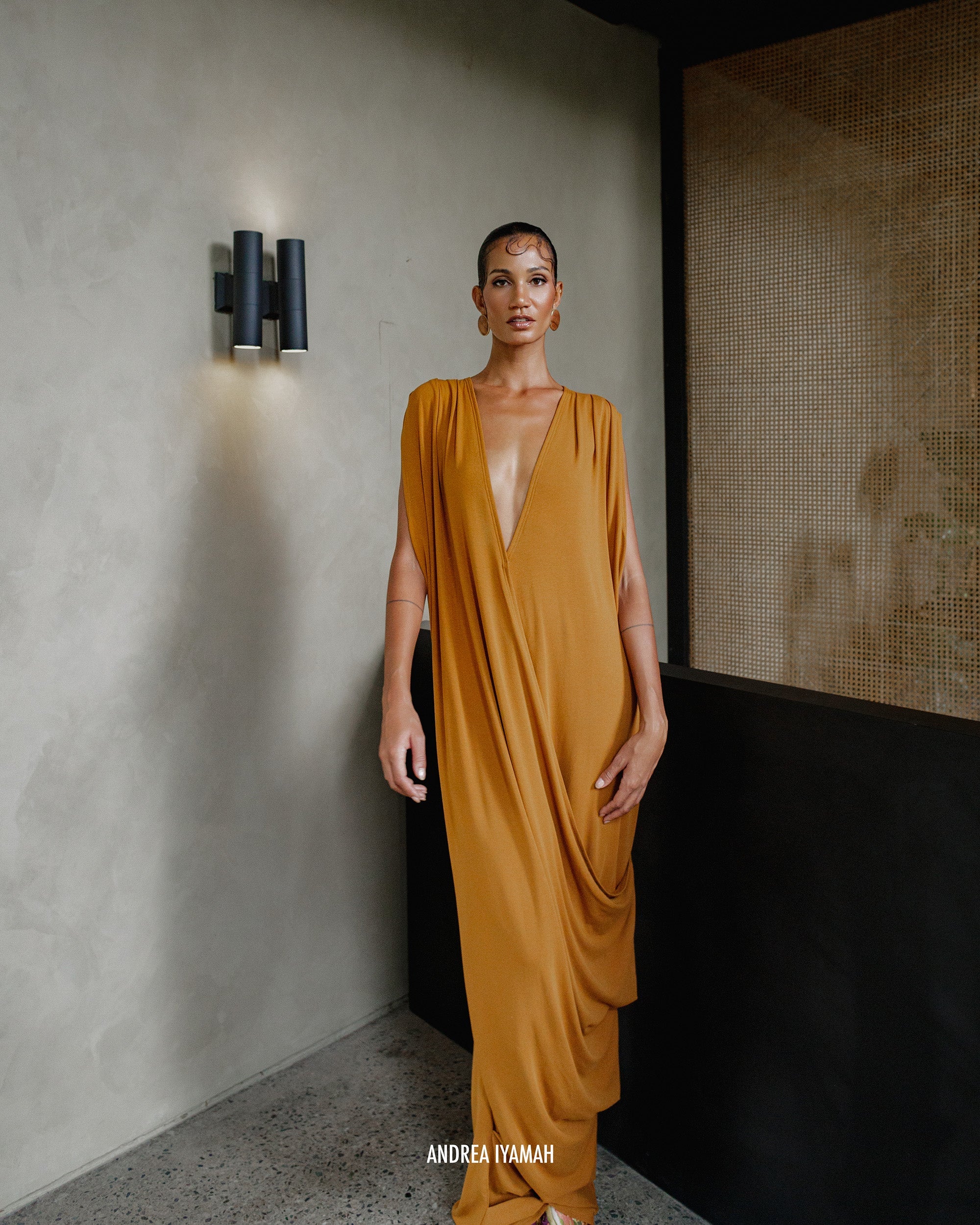 Adi Knit Jersey Draped Maxi Dress