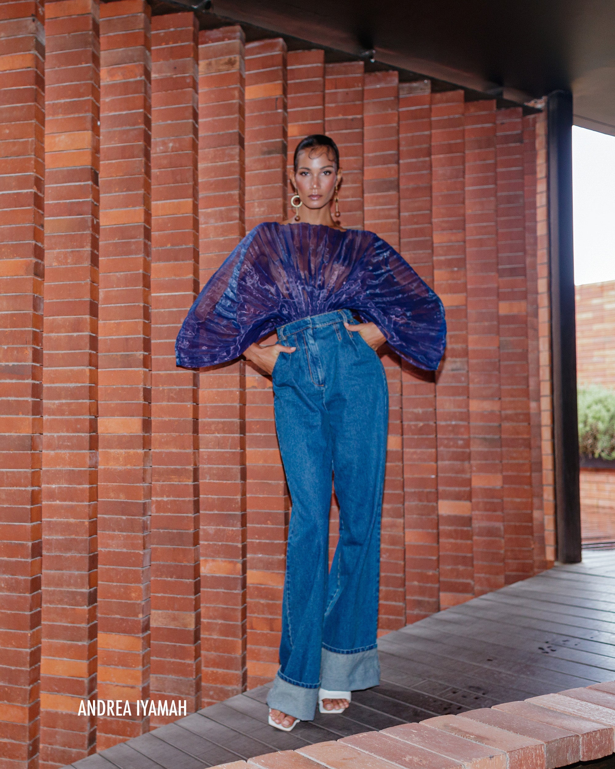 Nevy Pleated High-Rise Jeans