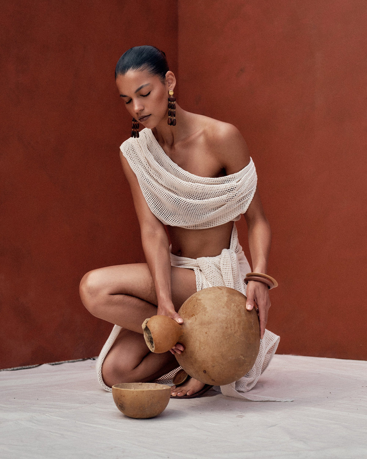 Bala Crocheted Cotton Draped Sarong Cover-Up