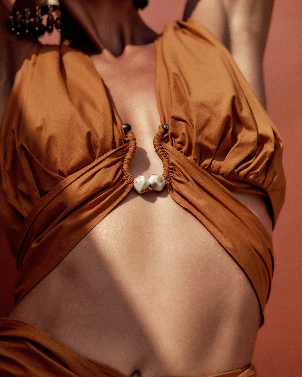 Gia Gathered Cotton U-Ring Crop Top