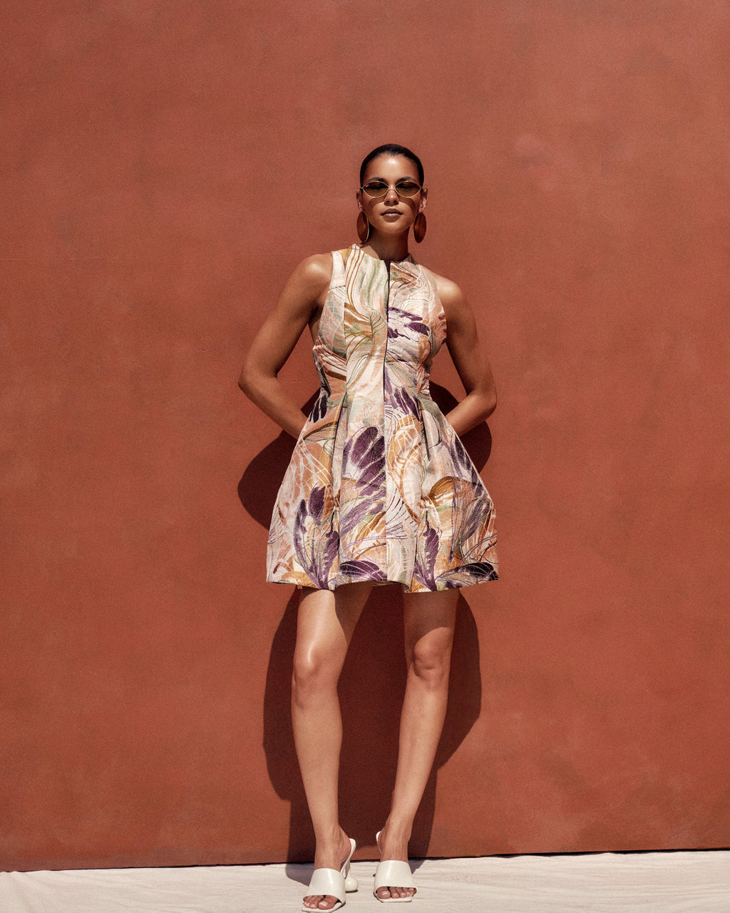 Venti Vibra Jacquard Pleated Mini Dress