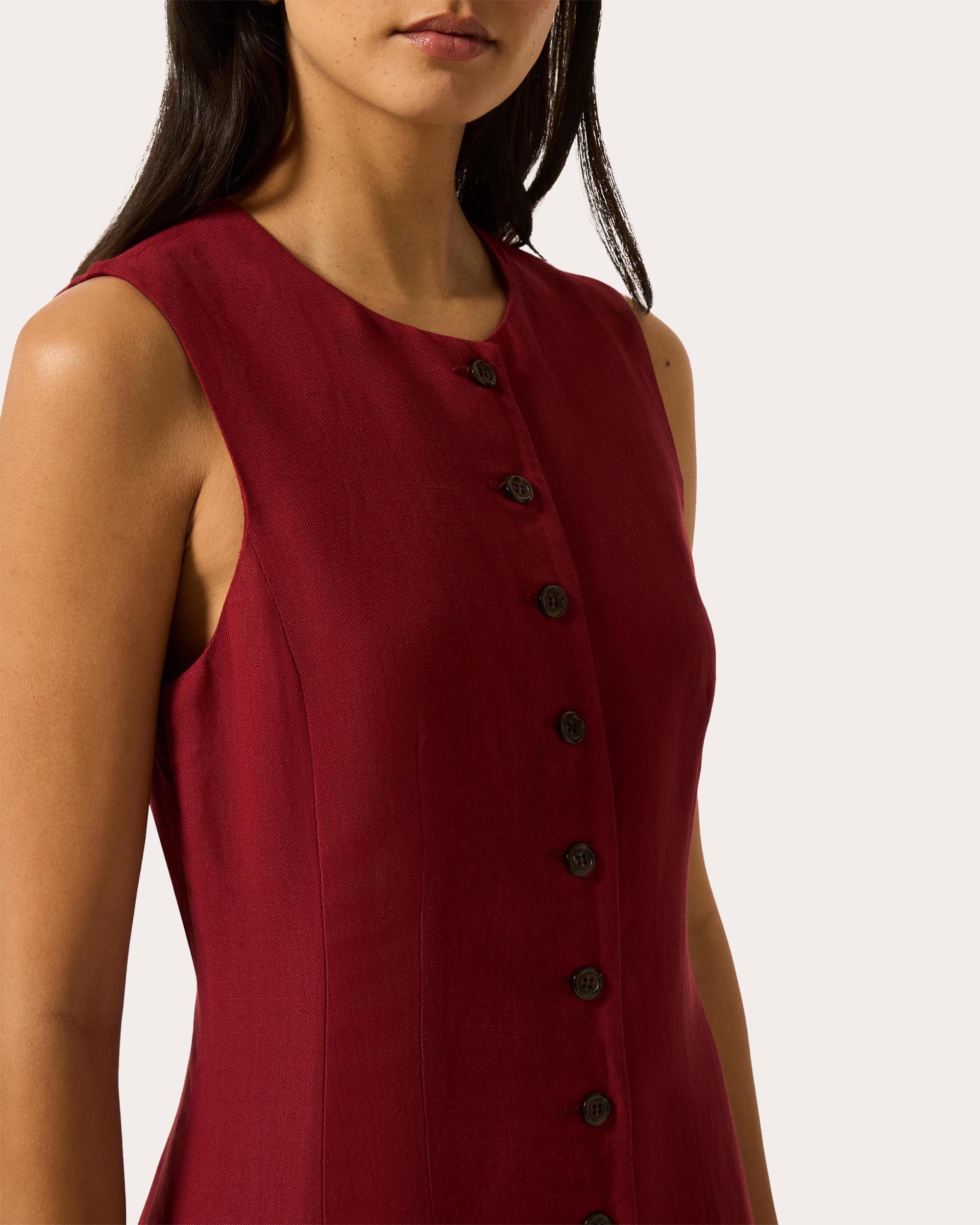Carroll Linen-Blend Button Maxi Dress