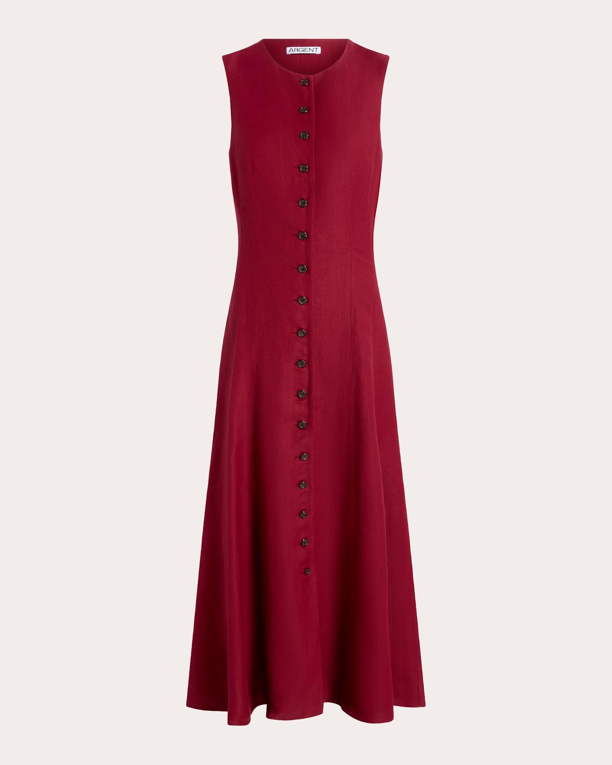Carroll Linen-Blend Button Maxi Dress