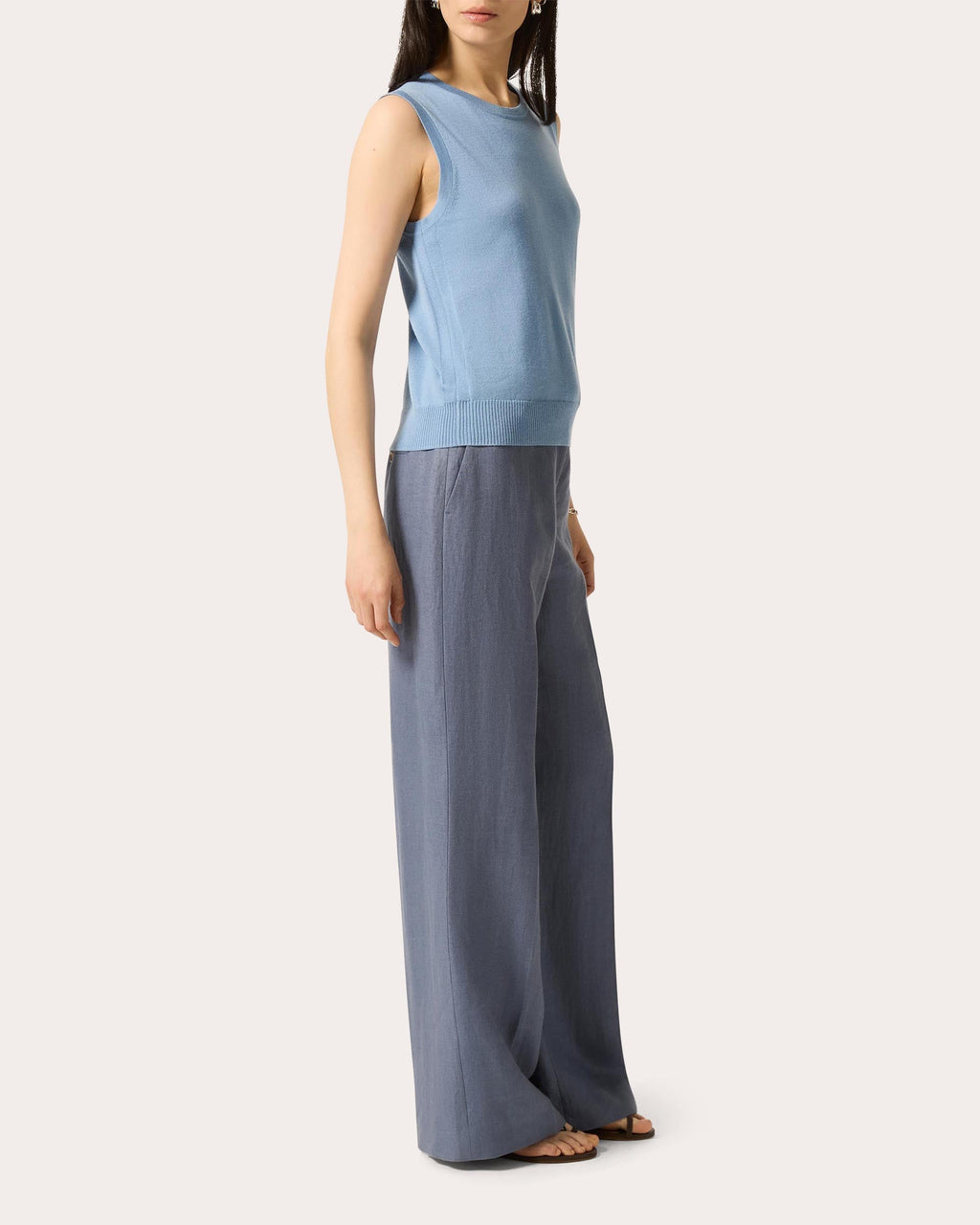 Fine Knit Wool-Silk Sleeveless Top