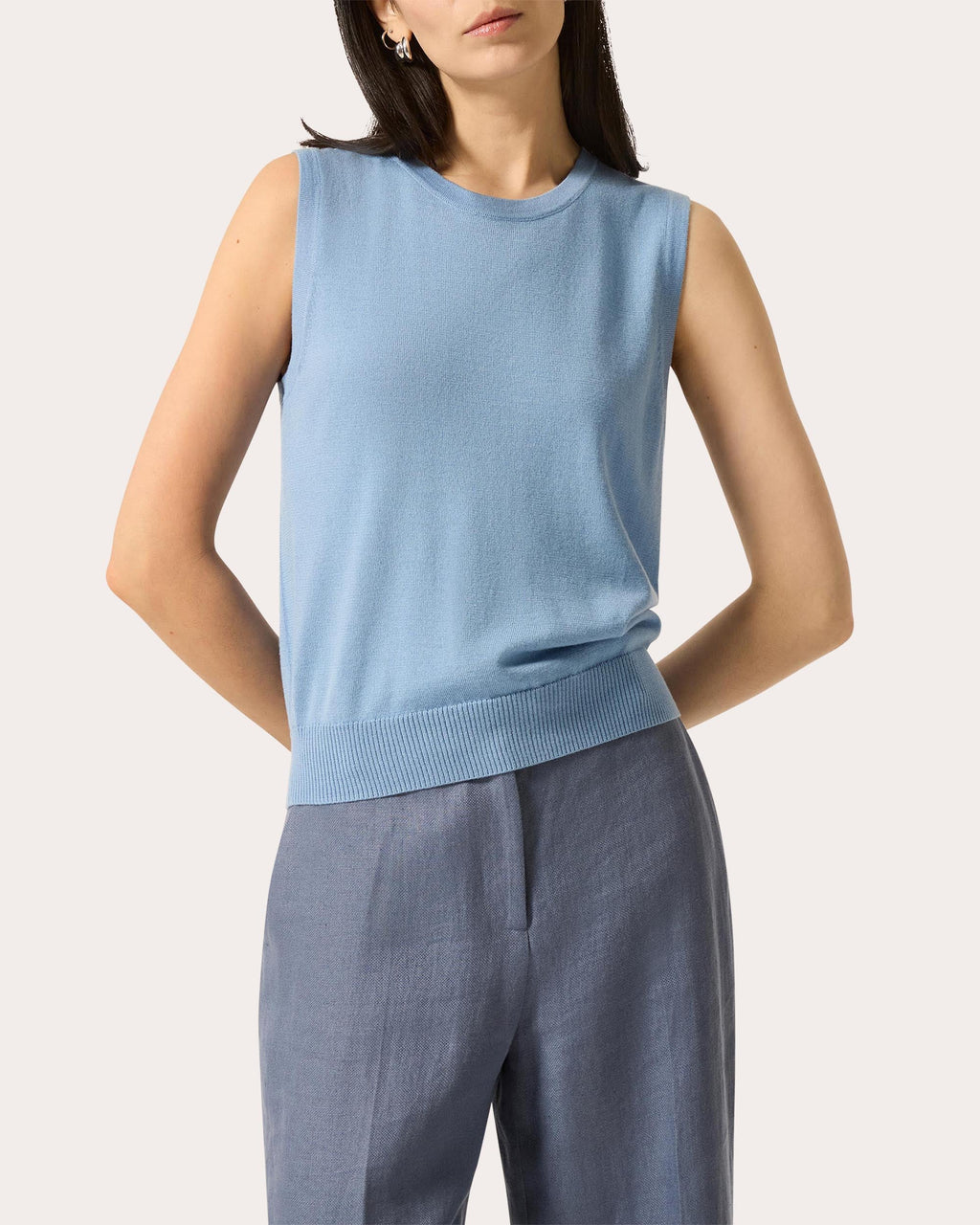 Fine Knit Wool-Silk Sleeveless Top