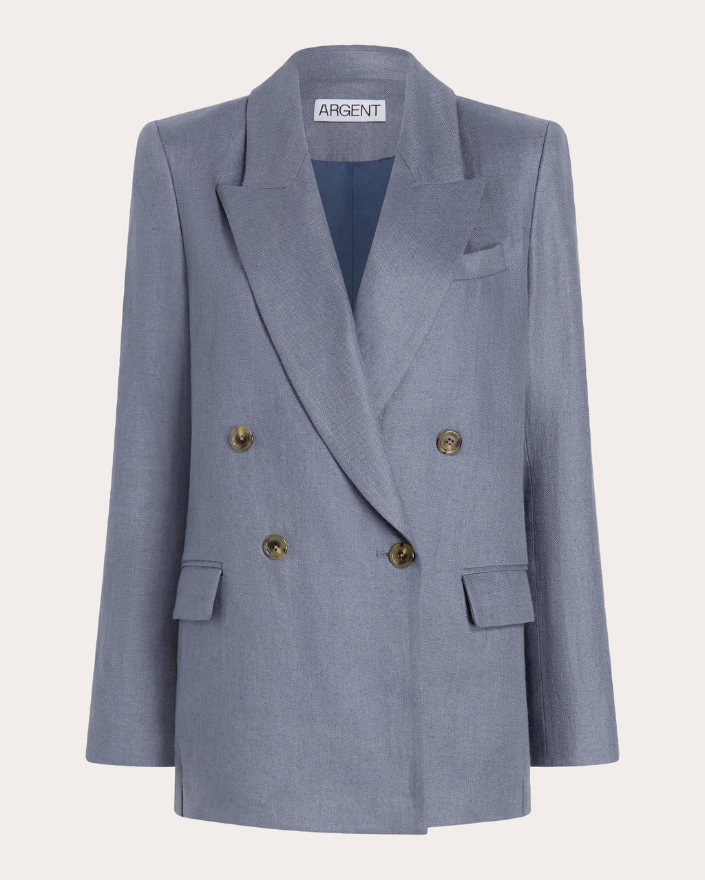 Basket Weave Linen Peaked Lapel Blazer