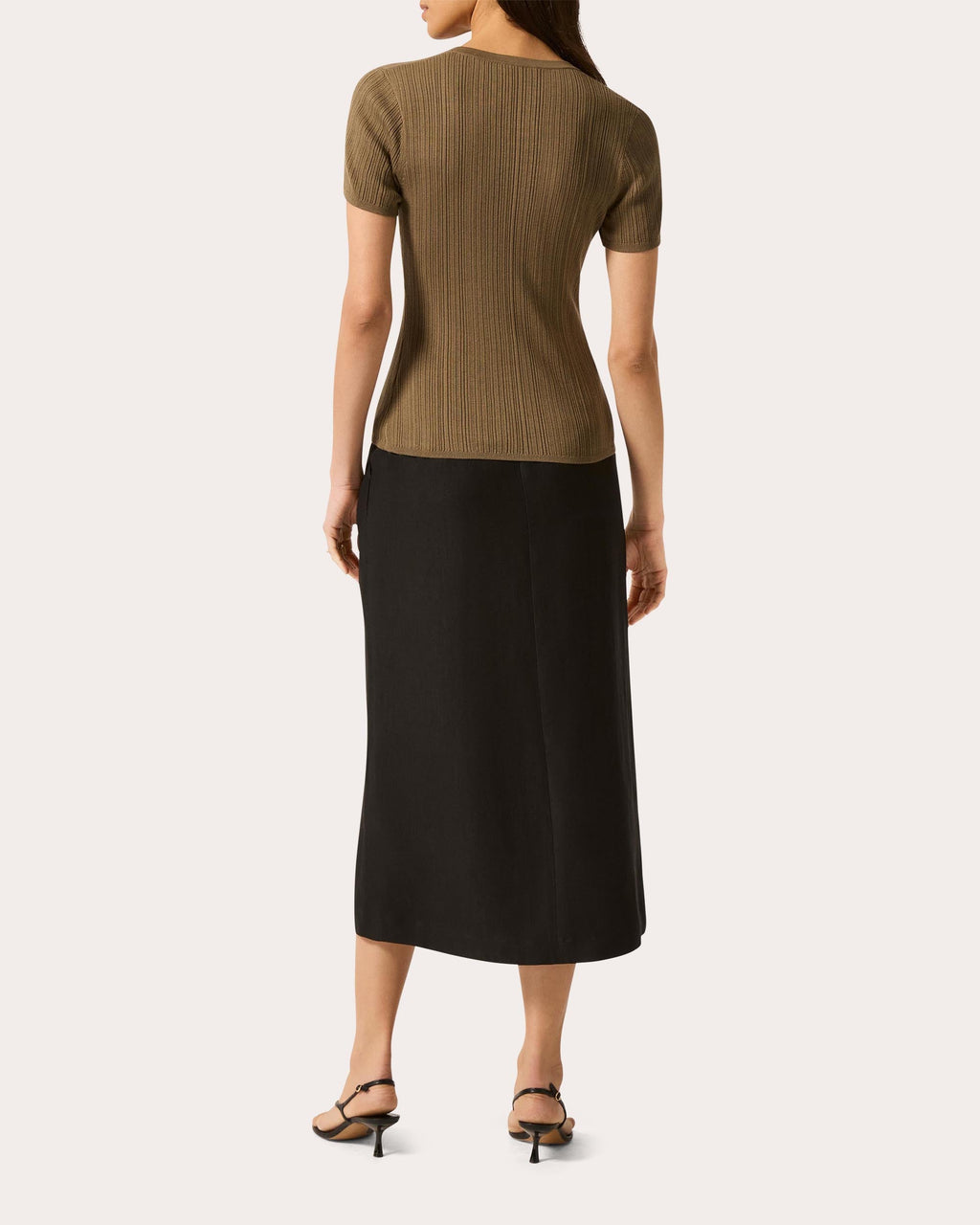 Ribbed Silk-Cotton Scoop Neck Tee