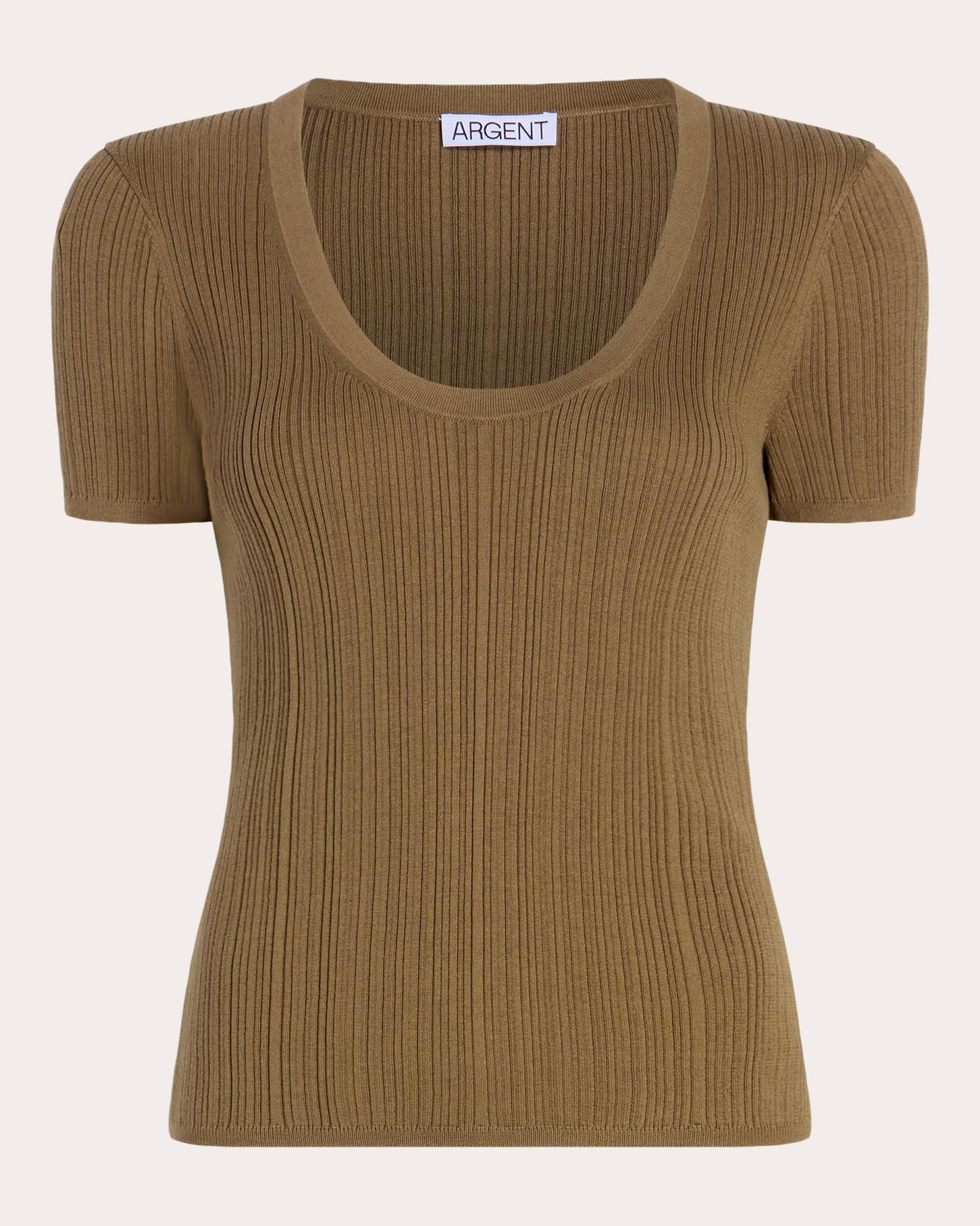 Ribbed Silk-Cotton Scoop Neck Tee
