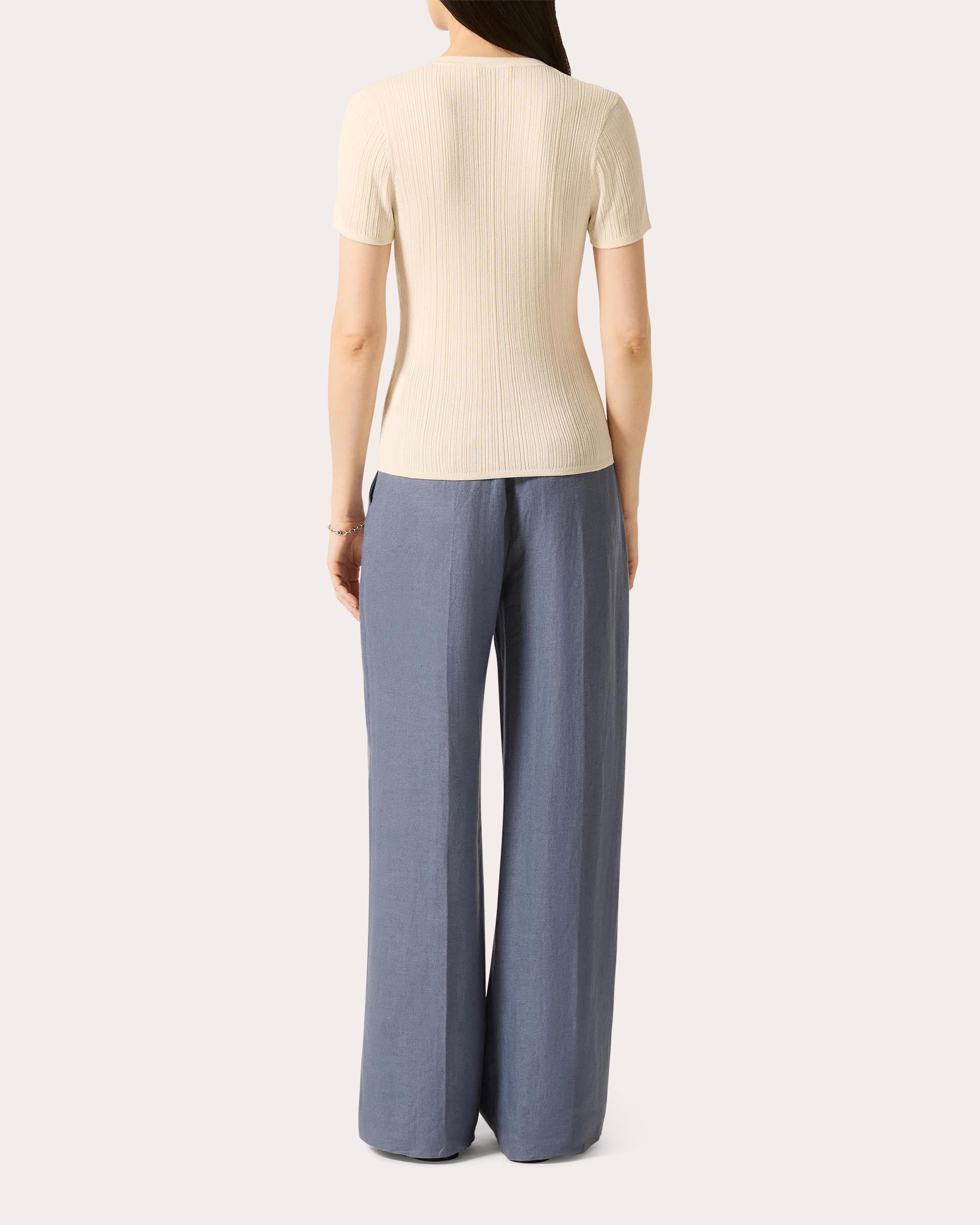 Ribbed Silk-Cotton Scoop Neck Tee