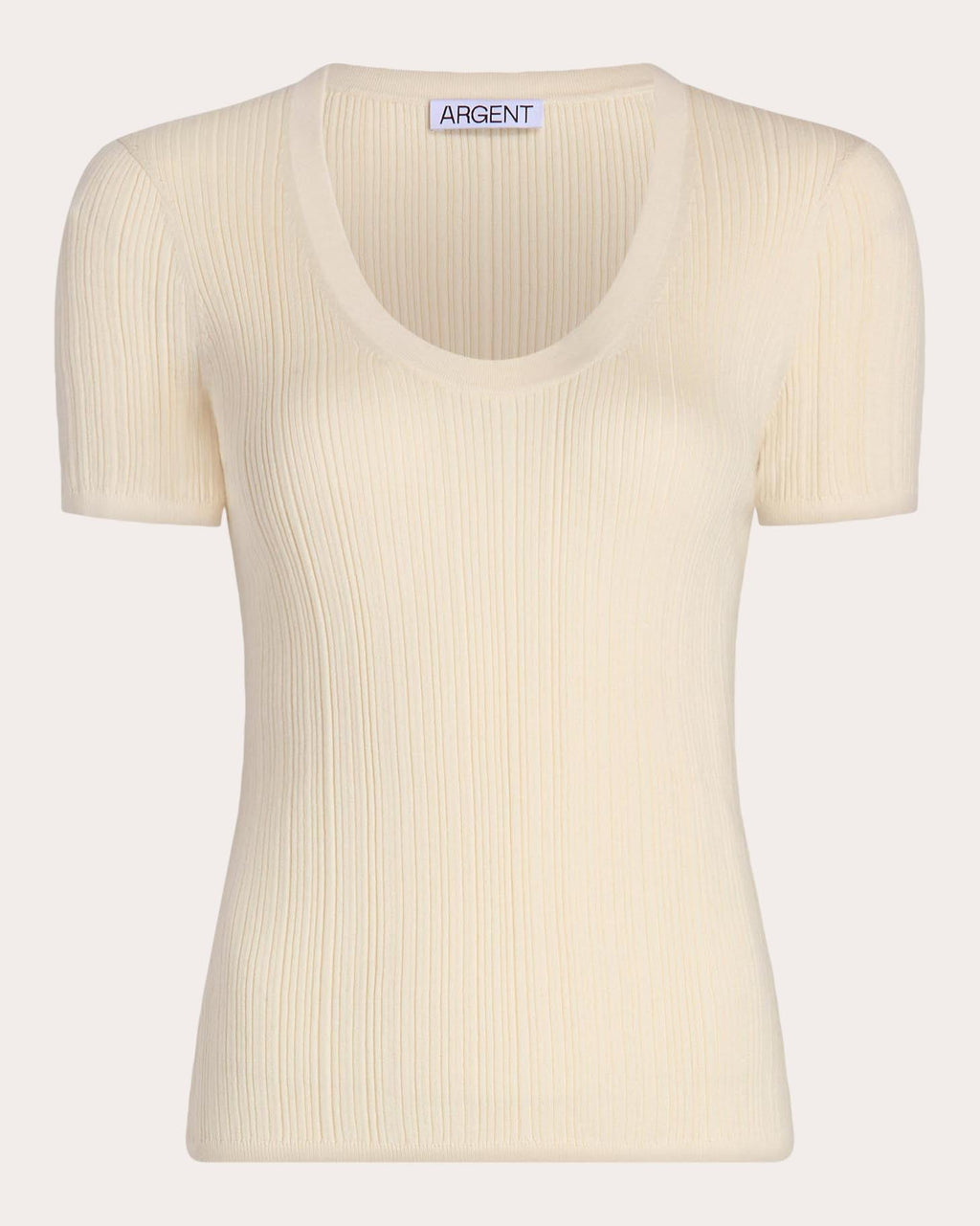 Ribbed Silk-Cotton Scoop Neck Tee