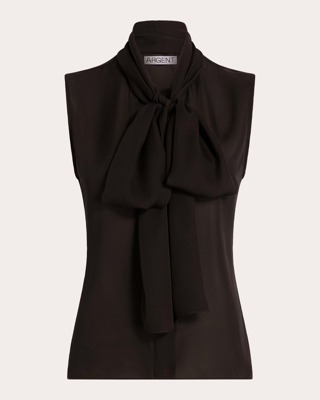 Silk Georgette Sleeveless Bow Blouse