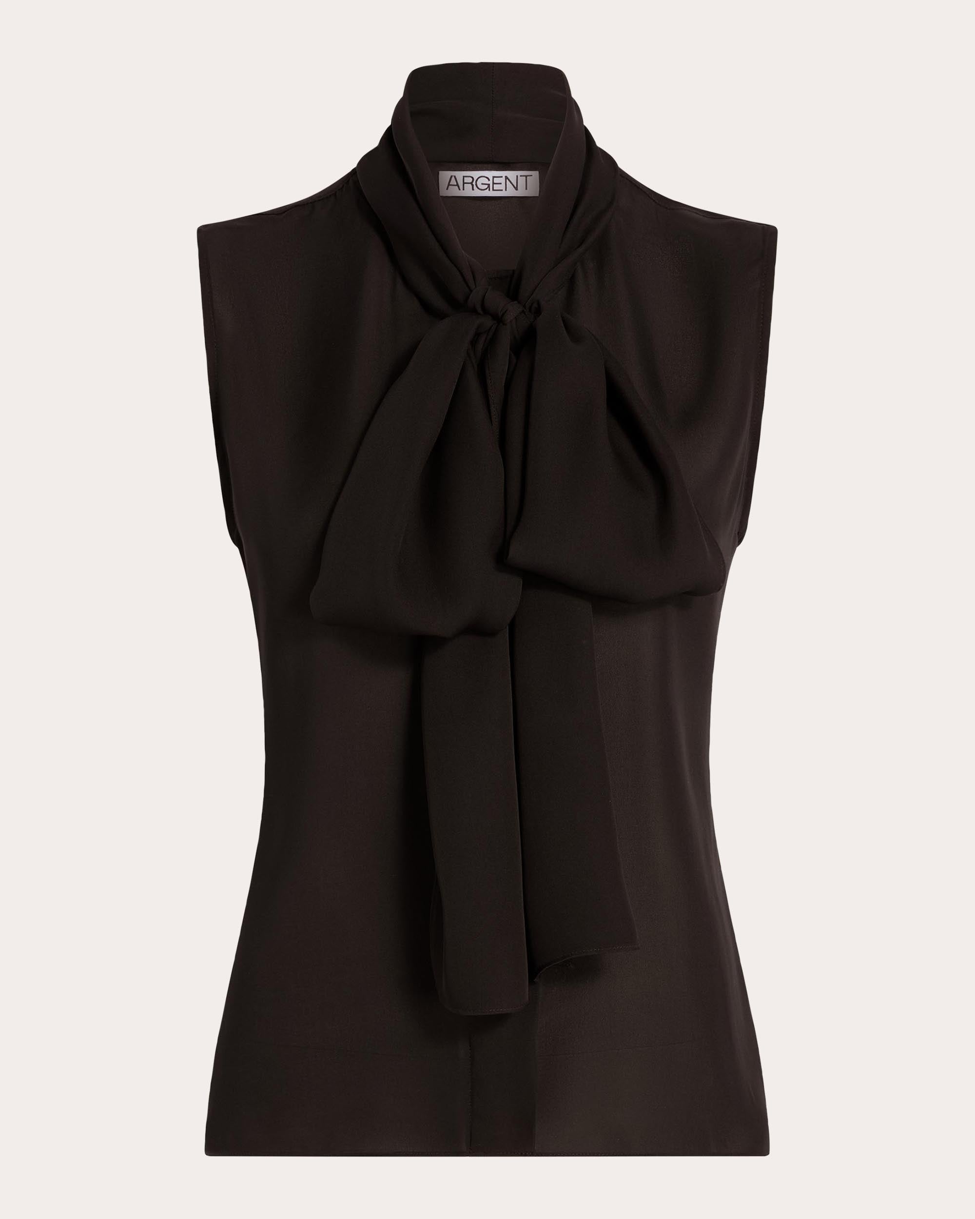 Silk Georgette Sleeveless Bow Blouse