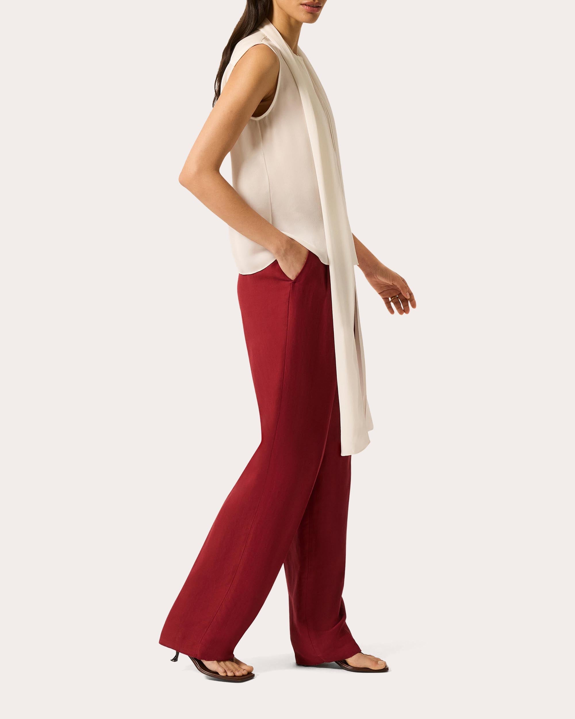 Silk Georgette Sleeveless Bow Blouse